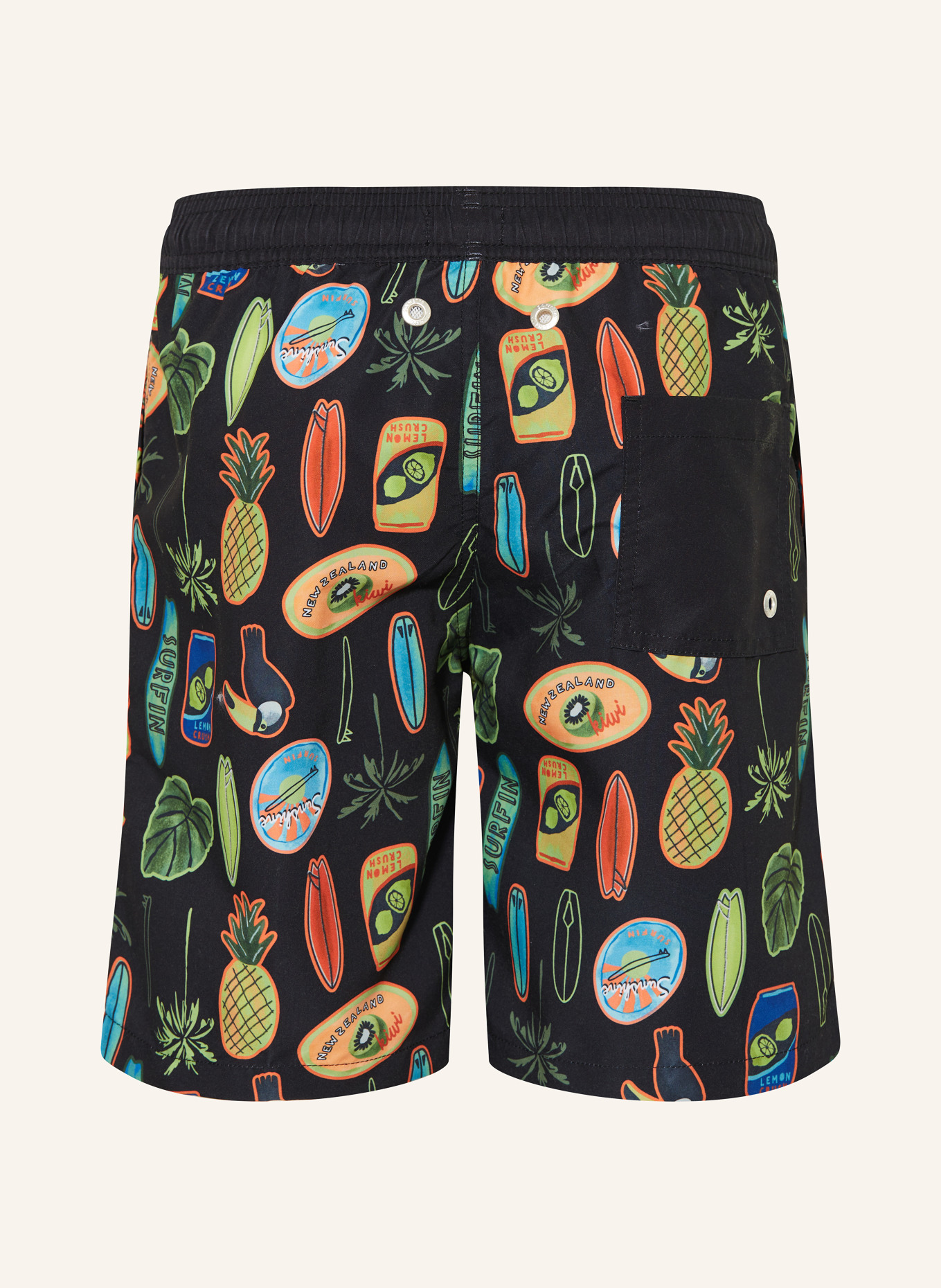 Sanetta Short de bain avec protection UV 50+: NOIR / ORANGE / VERT