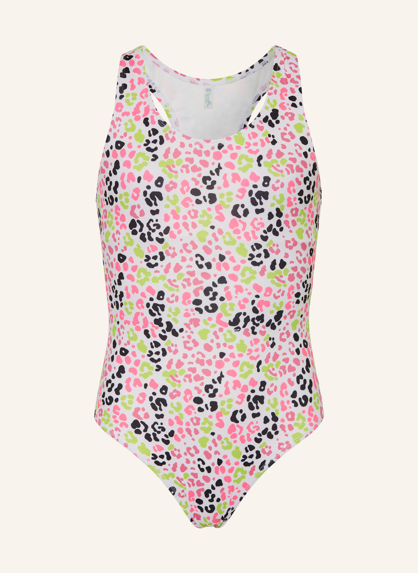 Sanetta Maillot de bain avec protection UV 50+: BLANC / ROSE FLUO / VERT FLUO