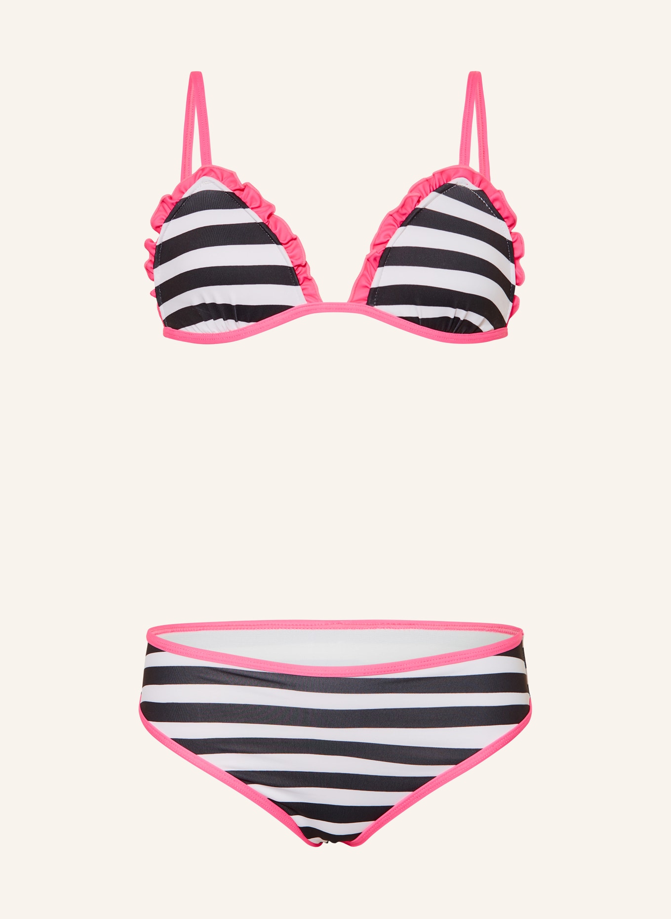 Sanetta Bikini triangle avec protection UV 50+: NOIR / ROSE FLUO / BLANC