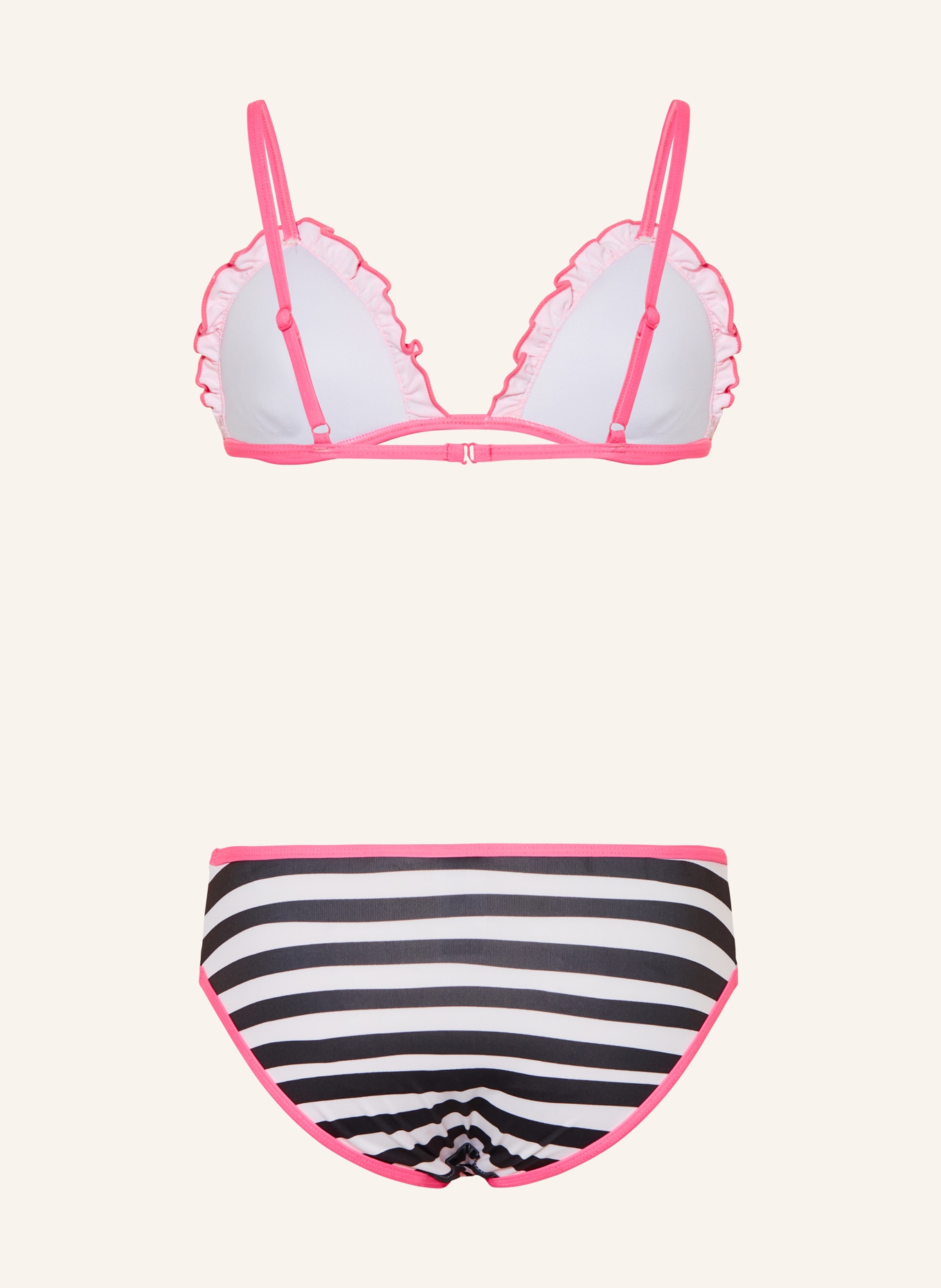 Sanetta Bikini triangle avec protection UV 50+: NOIR / ROSE FLUO / BLANC