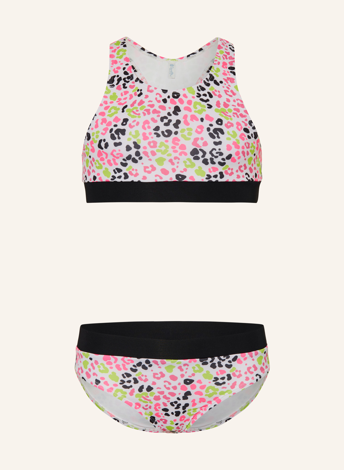 Sanetta Bikini bustier avec protection UV 50+: BLANC / ROSE FLUO / NOIR