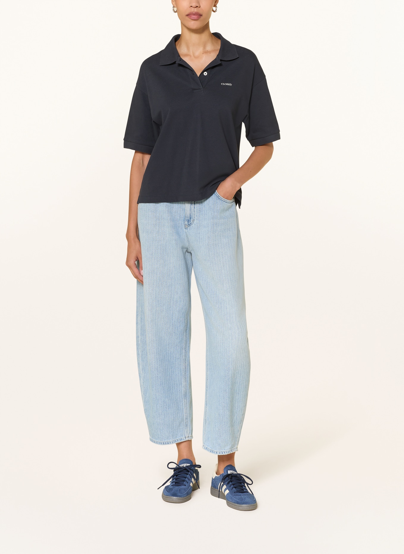 CLOSED Piqué poloshirt: DONKERGRIJS