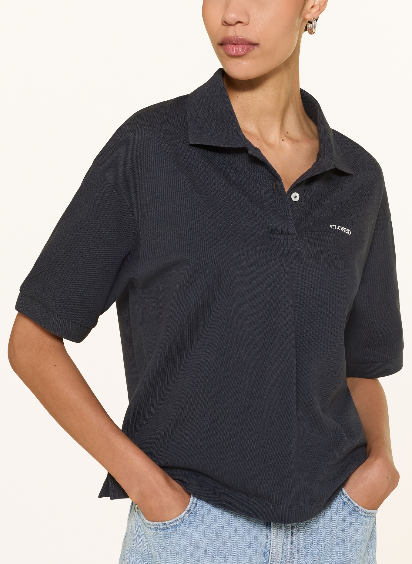 CLOSED Piqué poloshirt: DONKERGRIJS