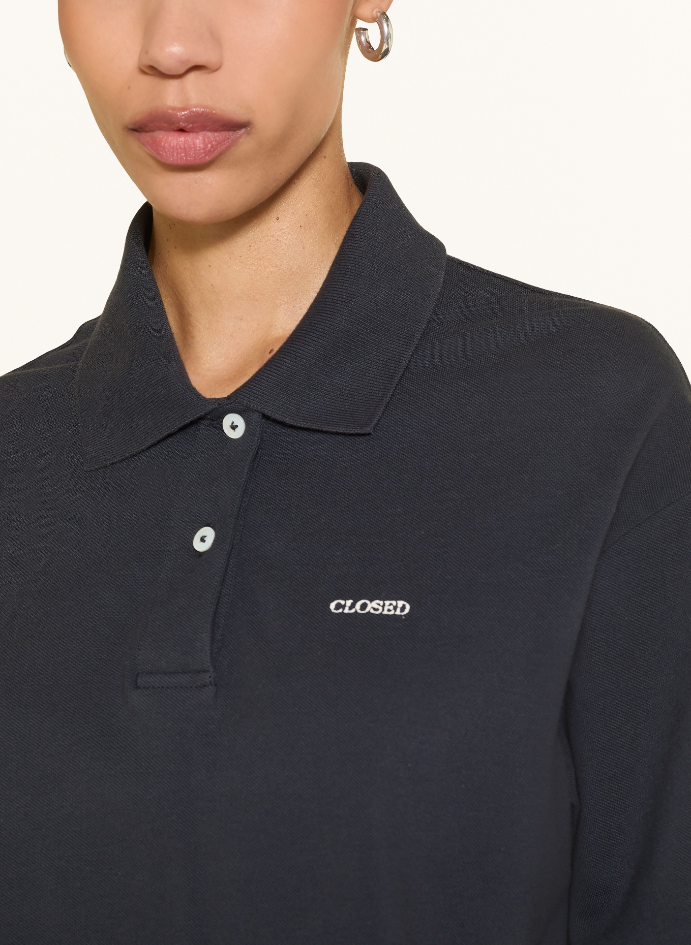 CLOSED Piqué poloshirt: DONKERGRIJS