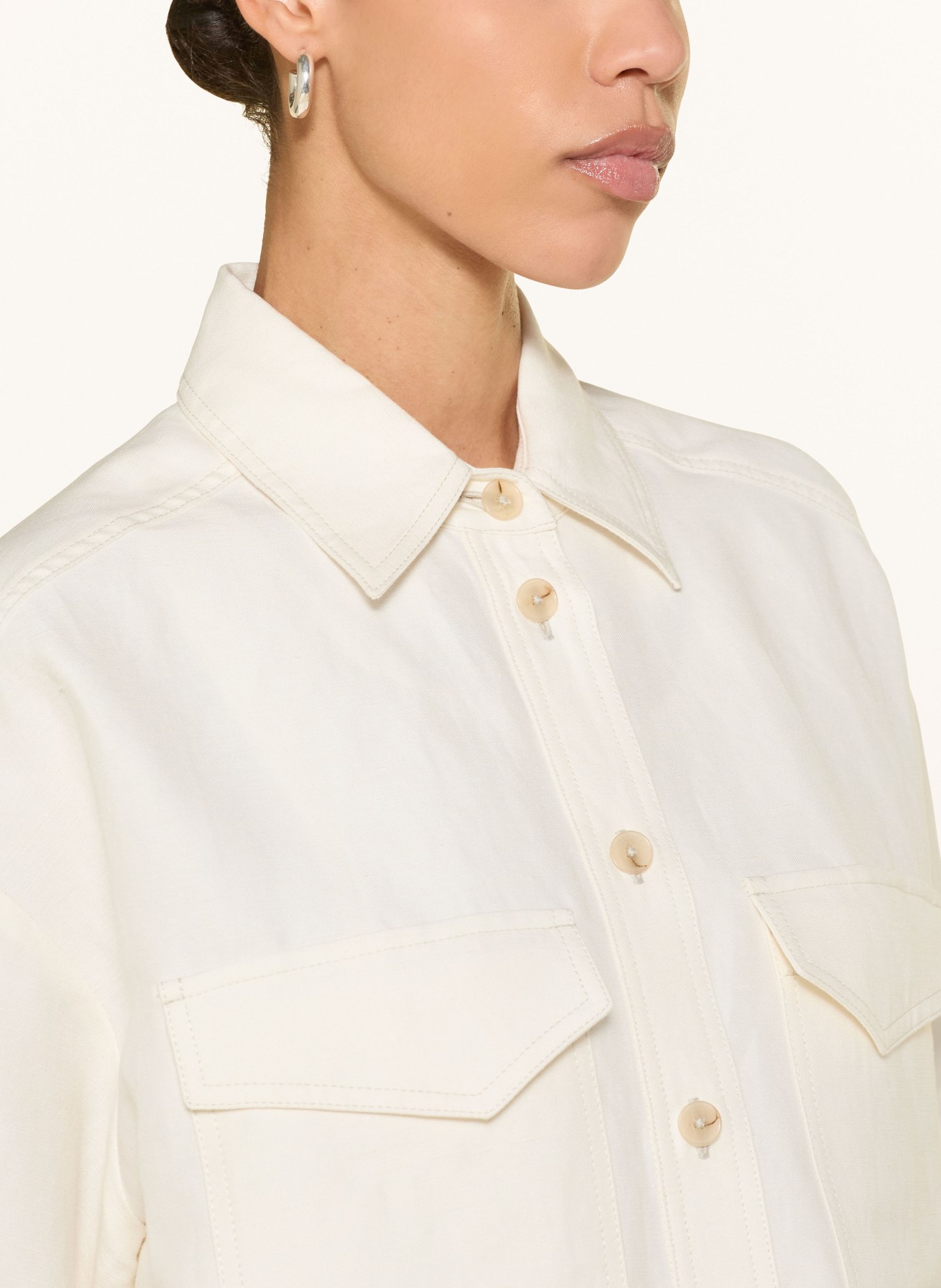 CLOSED Shirt blouse with linen: ECRU