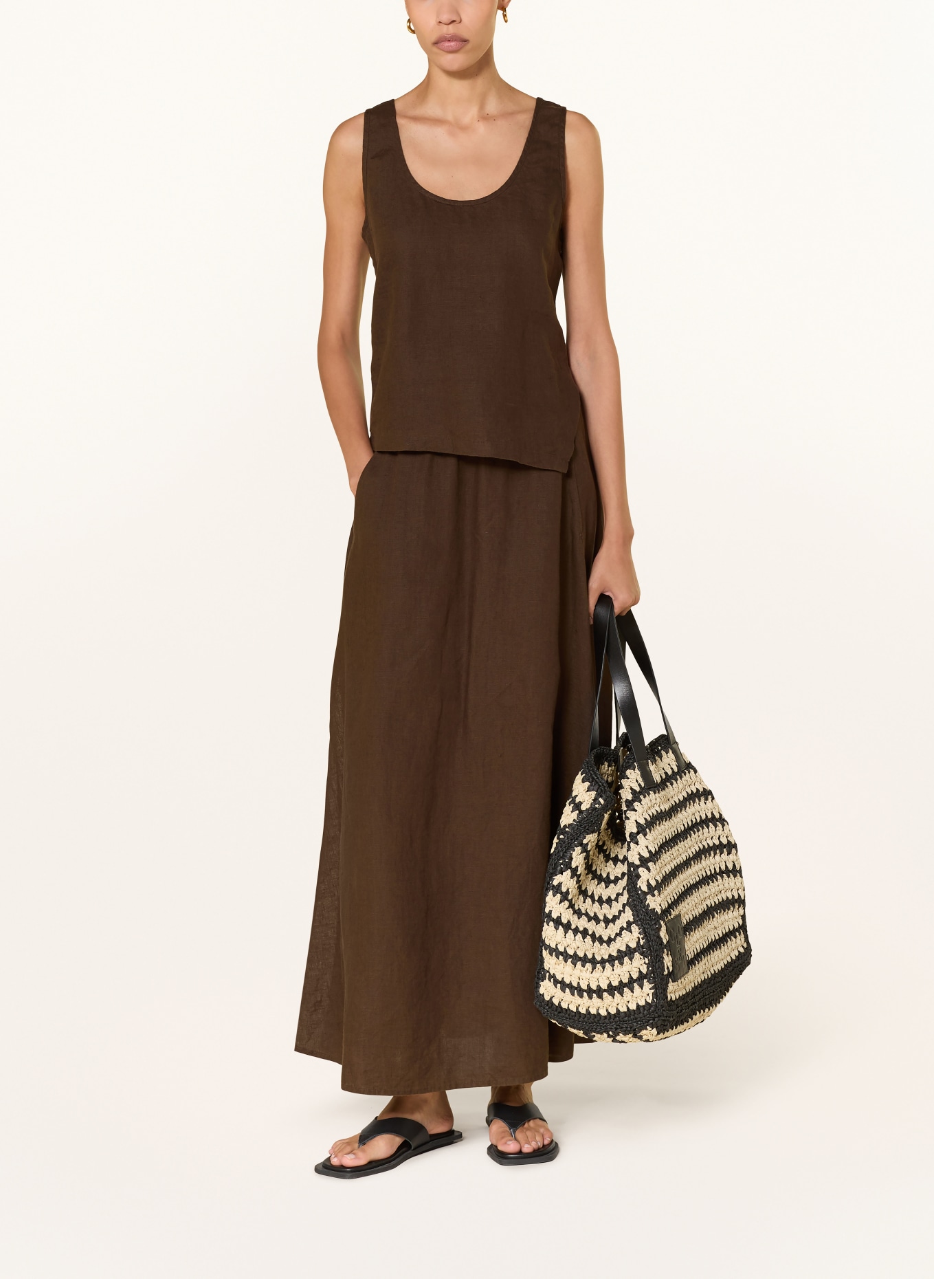 CLOSED linnen rok: MARRON FONCÉ