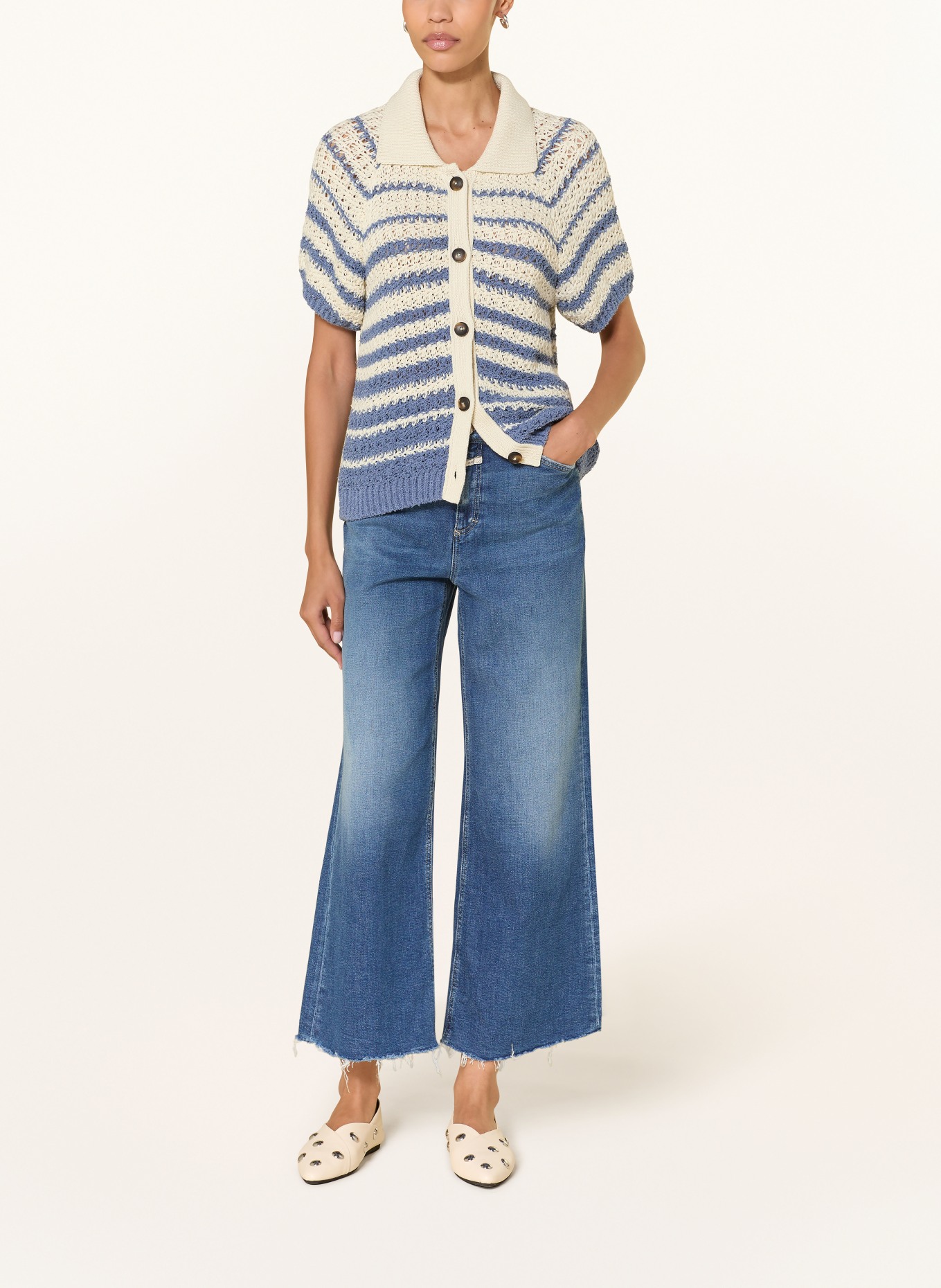 CLOSED Strickbluse: CREME / BLAU