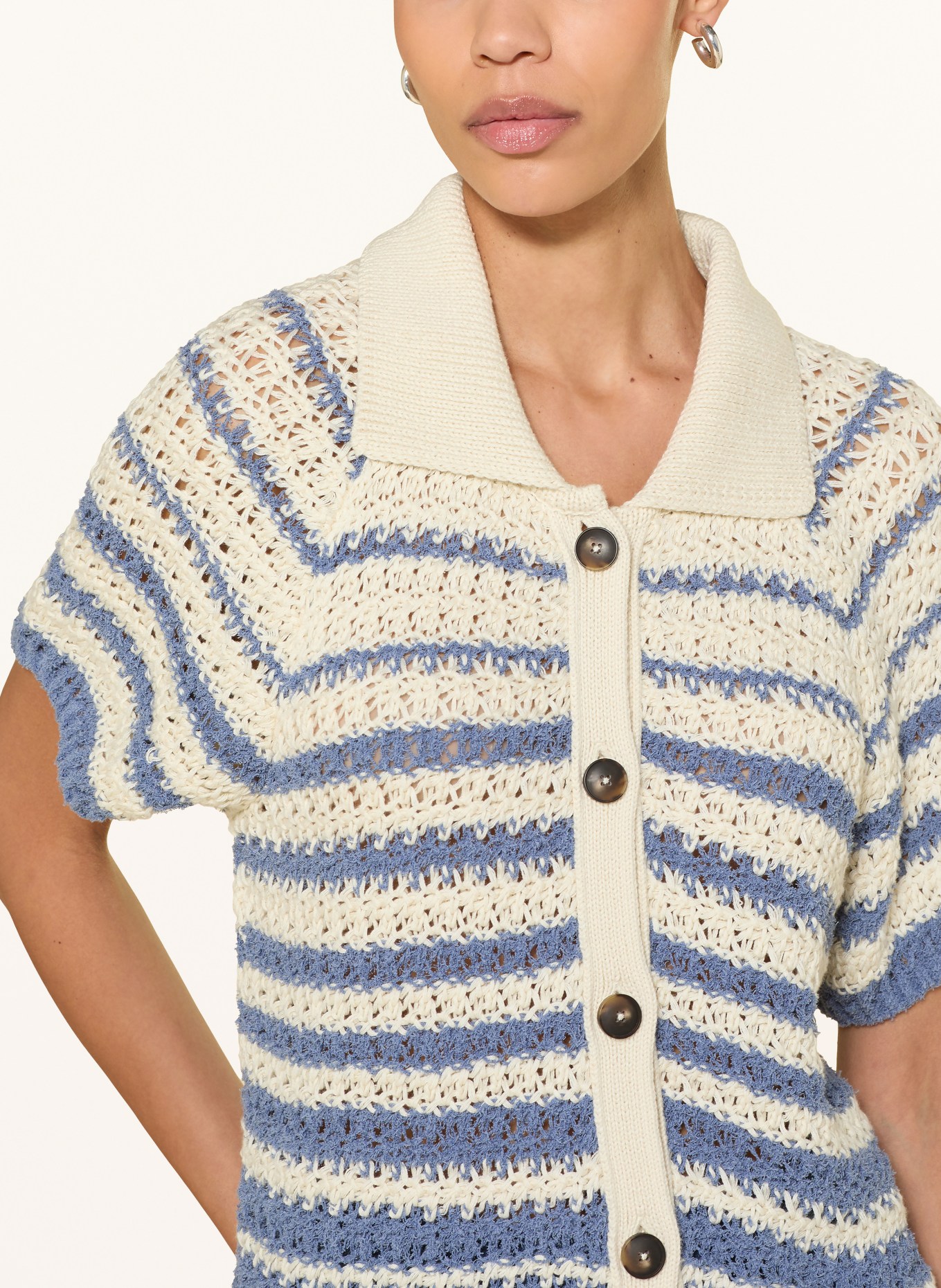 CLOSED Strickbluse: CREME / BLAU