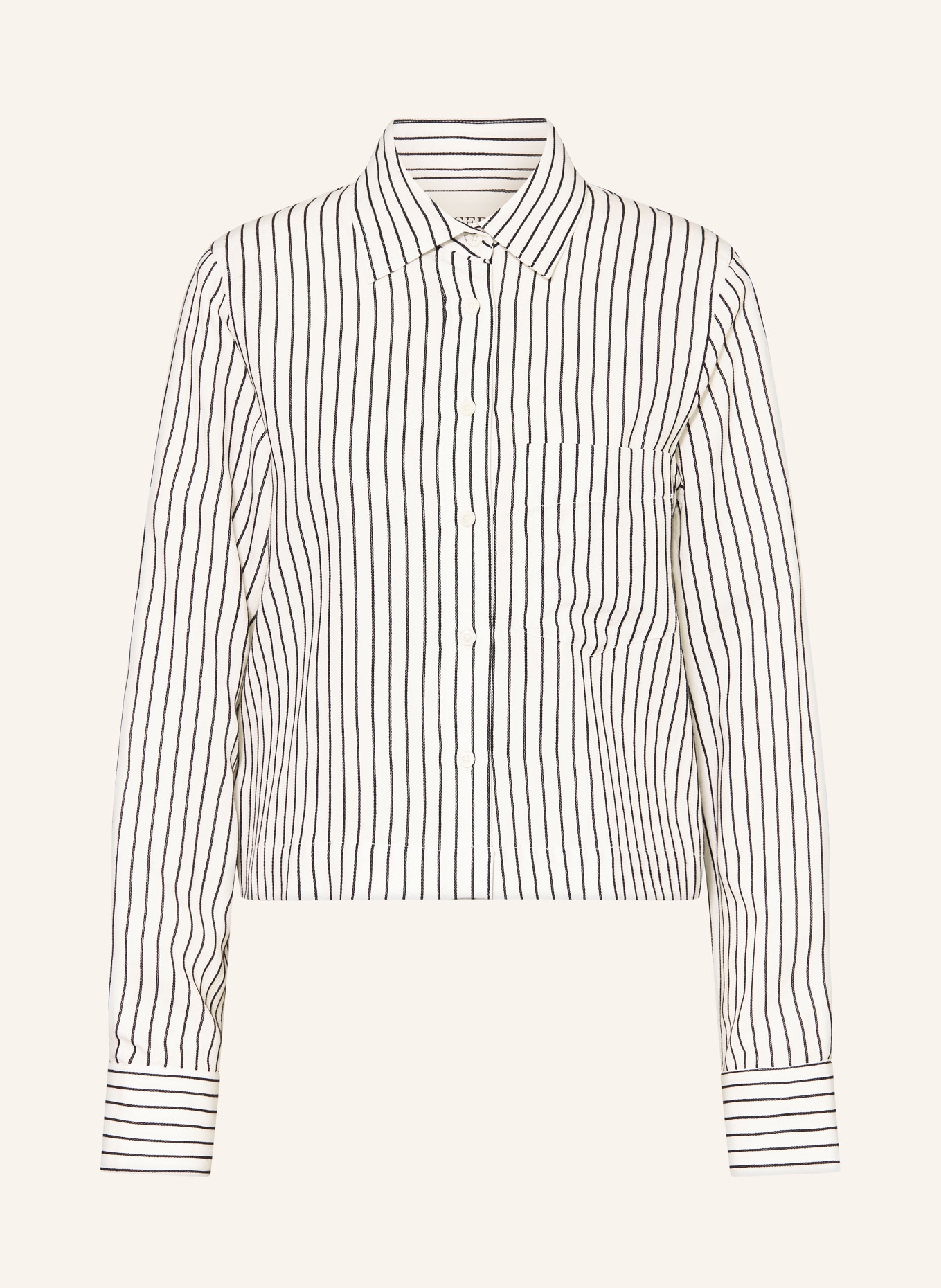 CLOSED Hemdbluse mit Stickereien: CREME / SCHWARZ