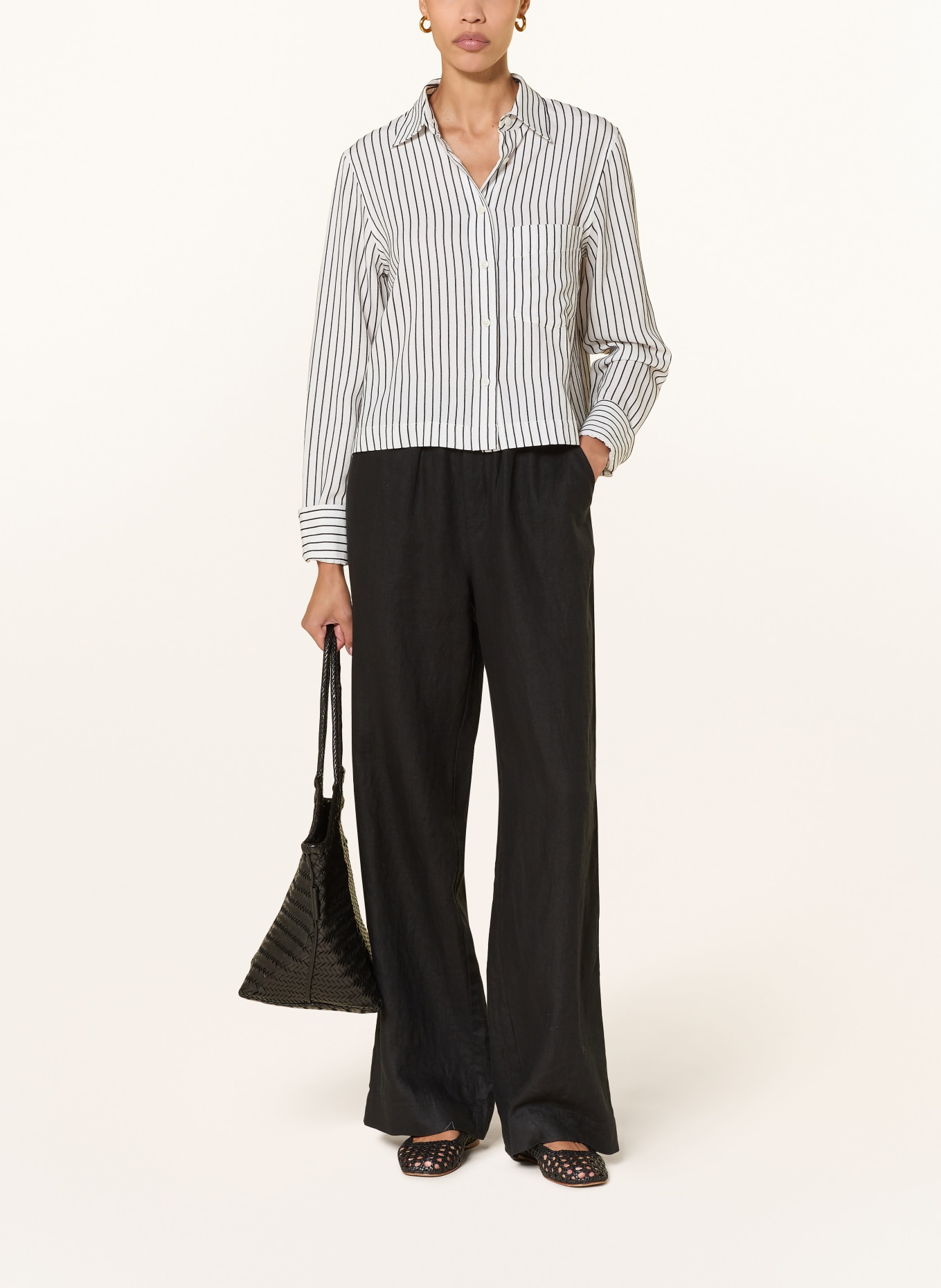 CLOSED Hemdbluse mit Stickereien: CREME / SCHWARZ