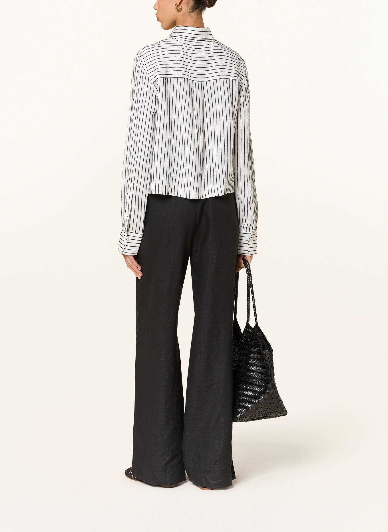 CLOSED Hemdbluse mit Stickereien: CREME / SCHWARZ