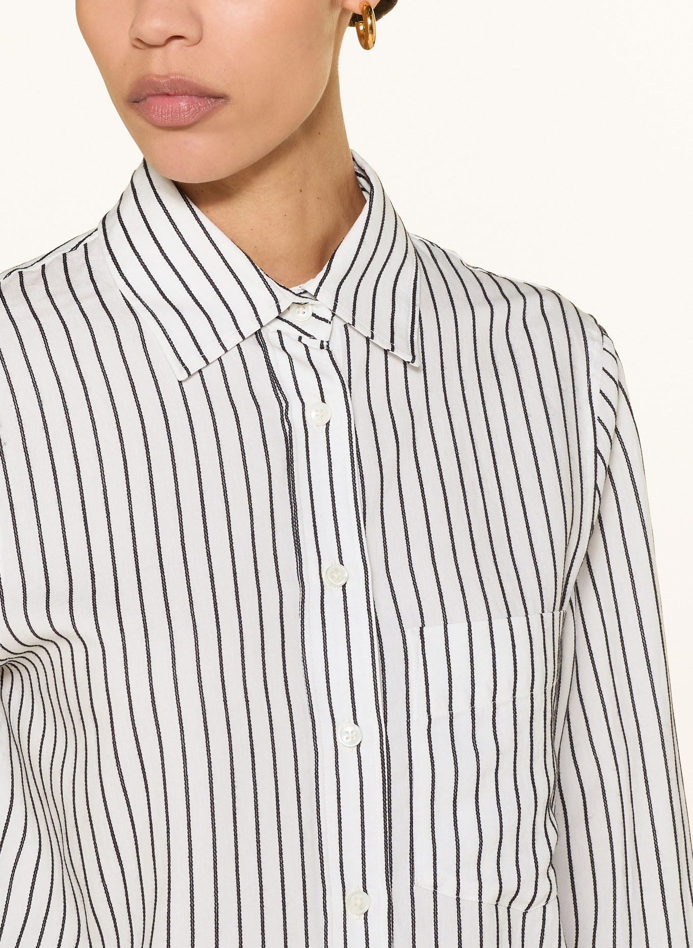 CLOSED Hemdbluse mit Stickereien: CREME / SCHWARZ