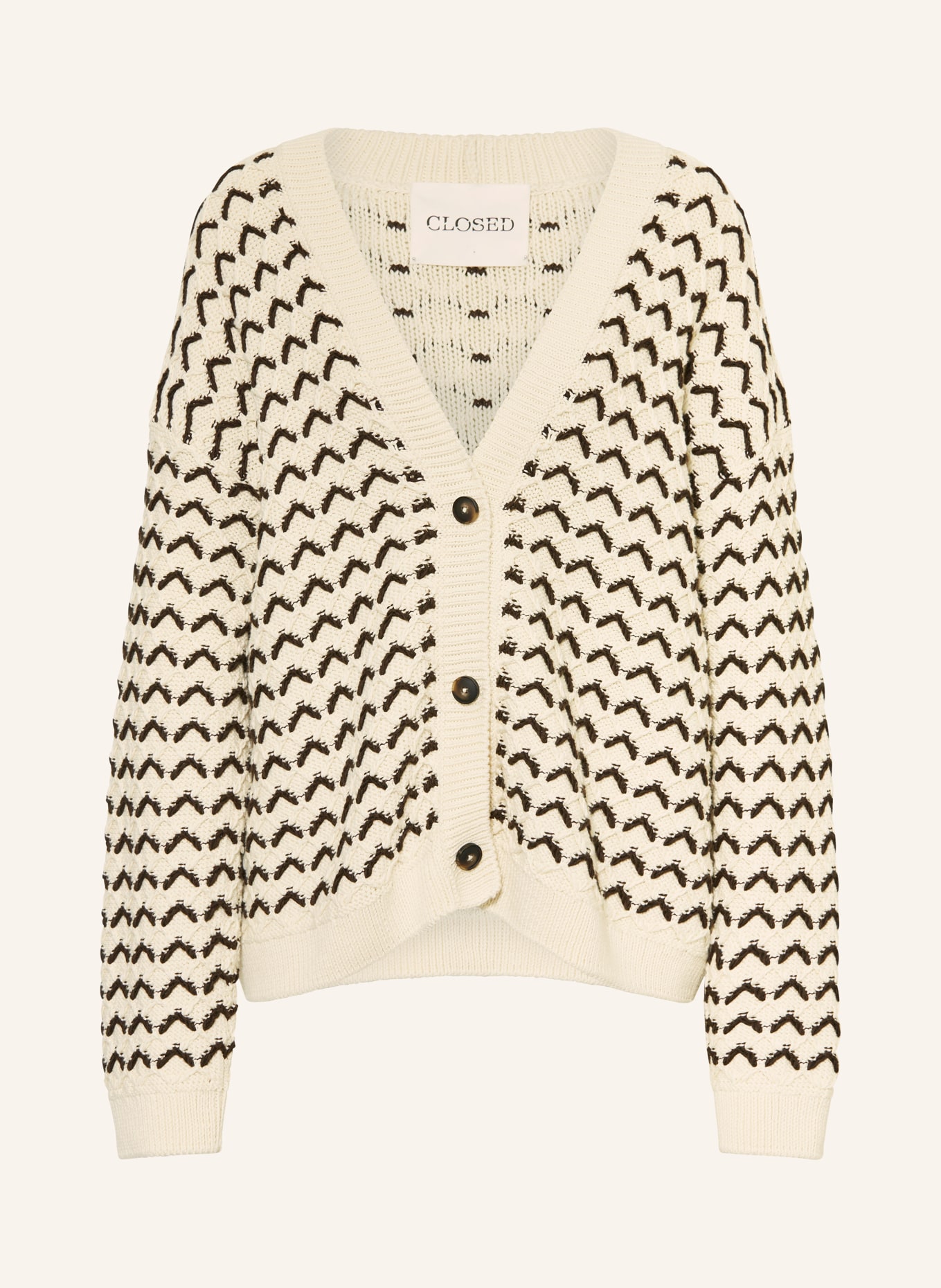 CLOSED cardigan: ECRU / DARK BROWN