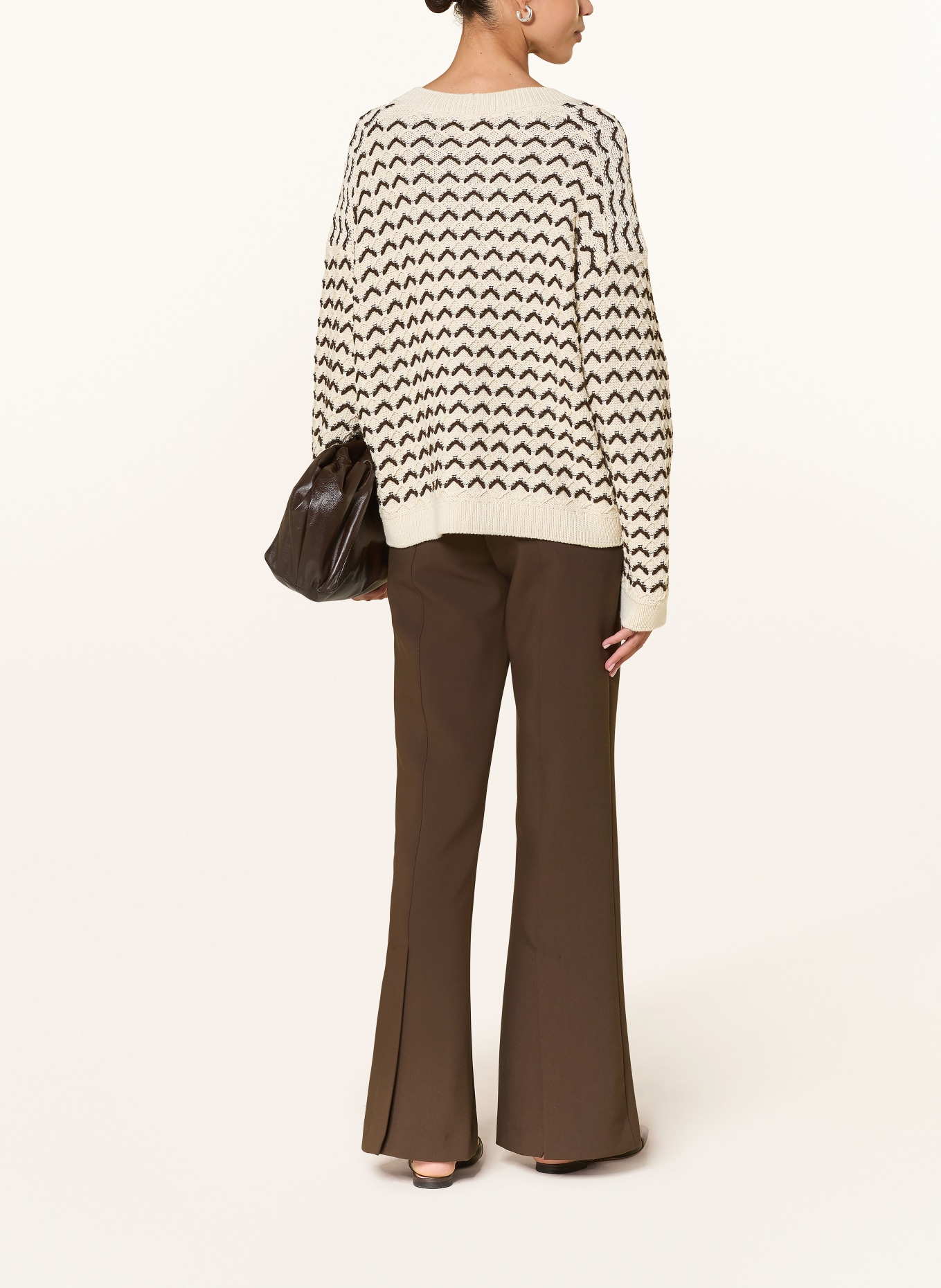 CLOSED cardigan: ECRU / DARK BROWN