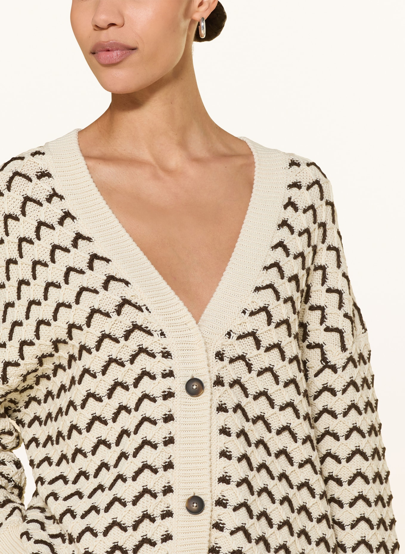 CLOSED cardigan: ECRU / DARK BROWN