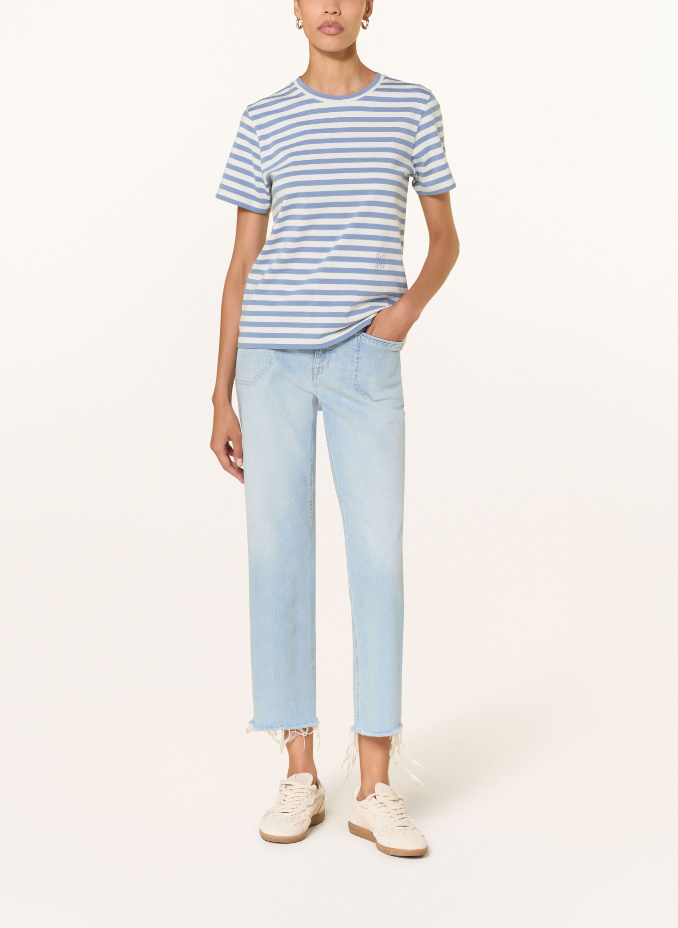 CLOSED T-shirt: WIT / LICHTBLAUW