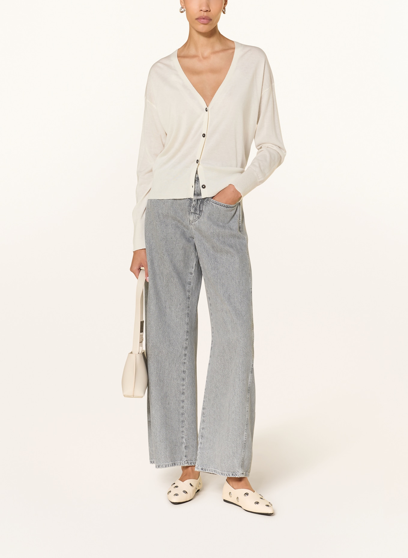 CLOSED Strickjacke mit Seide: CREME