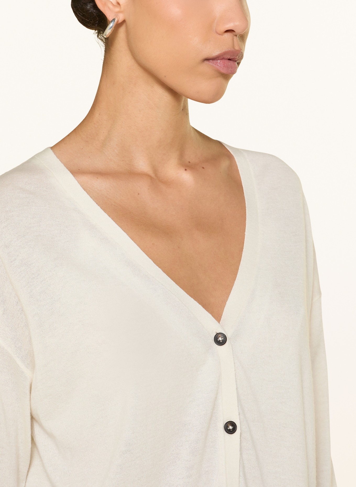 CLOSED Strickjacke mit Seide: CREME