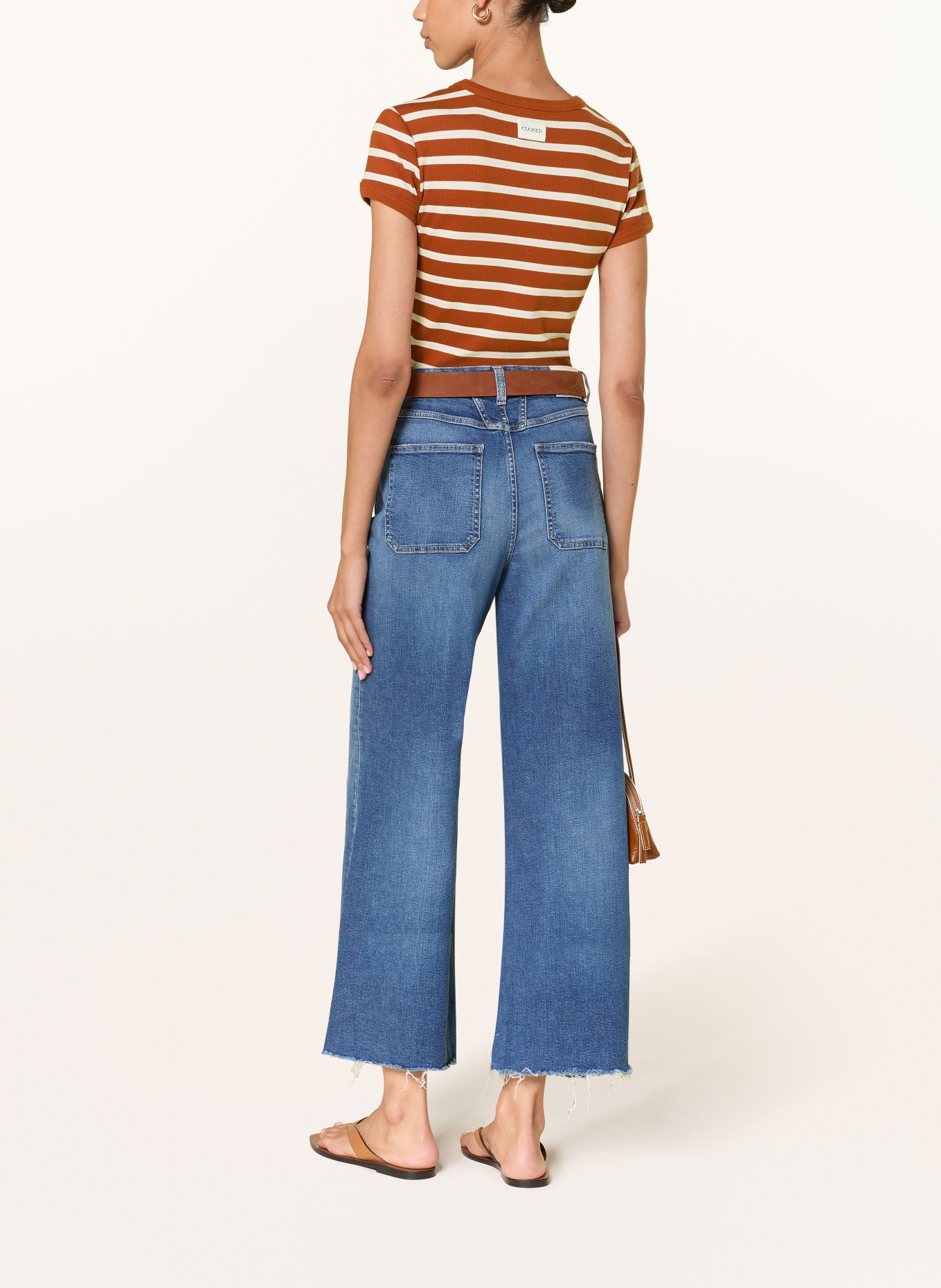 CLOSED T-shirt: BRUIN / CRÈME / WIT