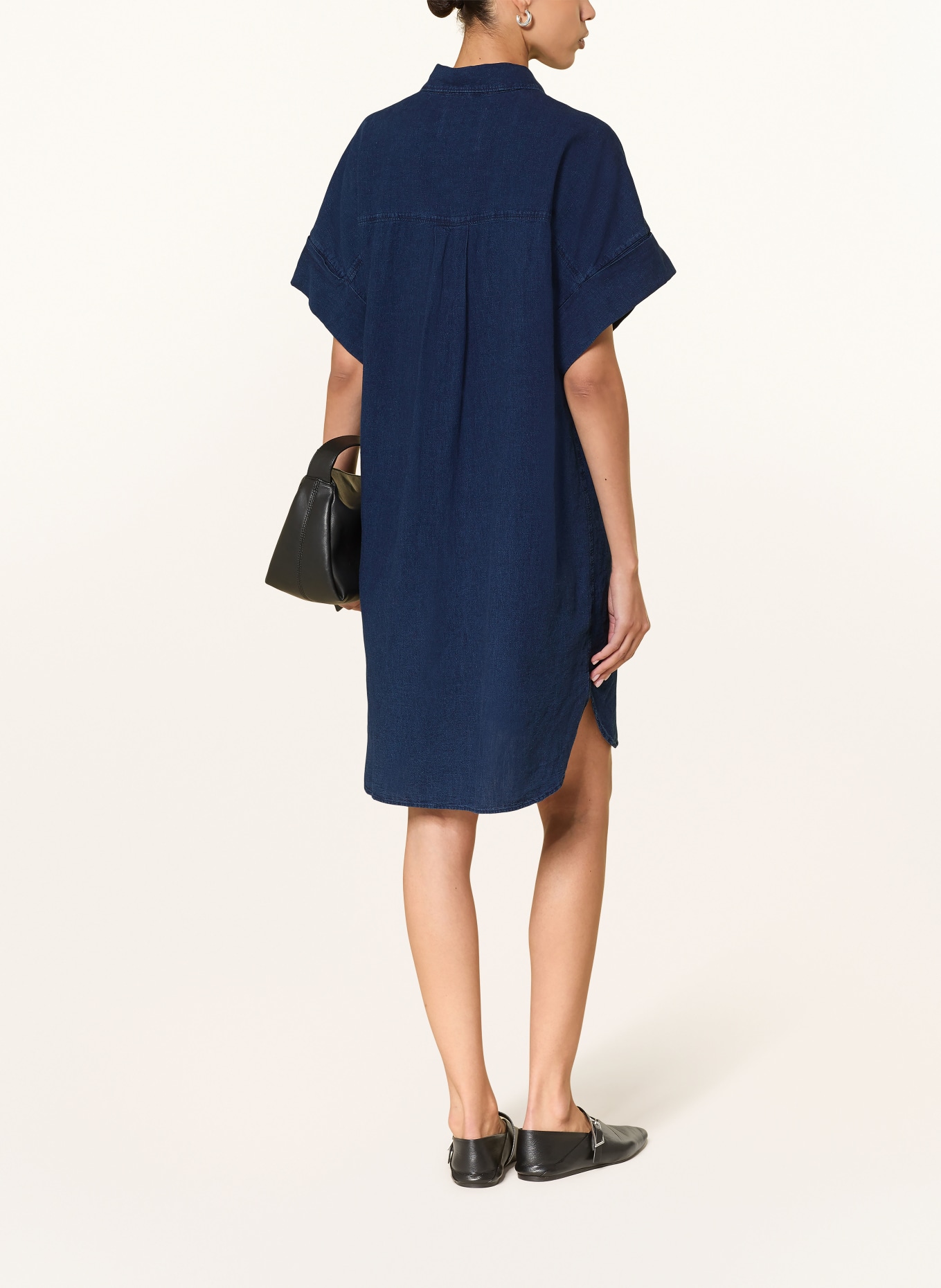 CLOSED Hemdblusenkleid TURN-UP in Jeansoptik mit Leinen: DUNKELBLAU