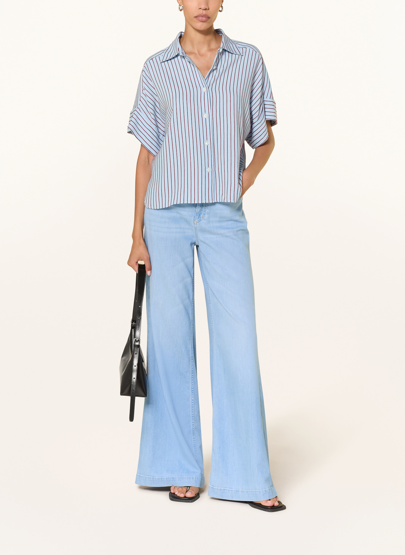 CLOSED Hemdbluse: HELLBLAU / DUNKELROT