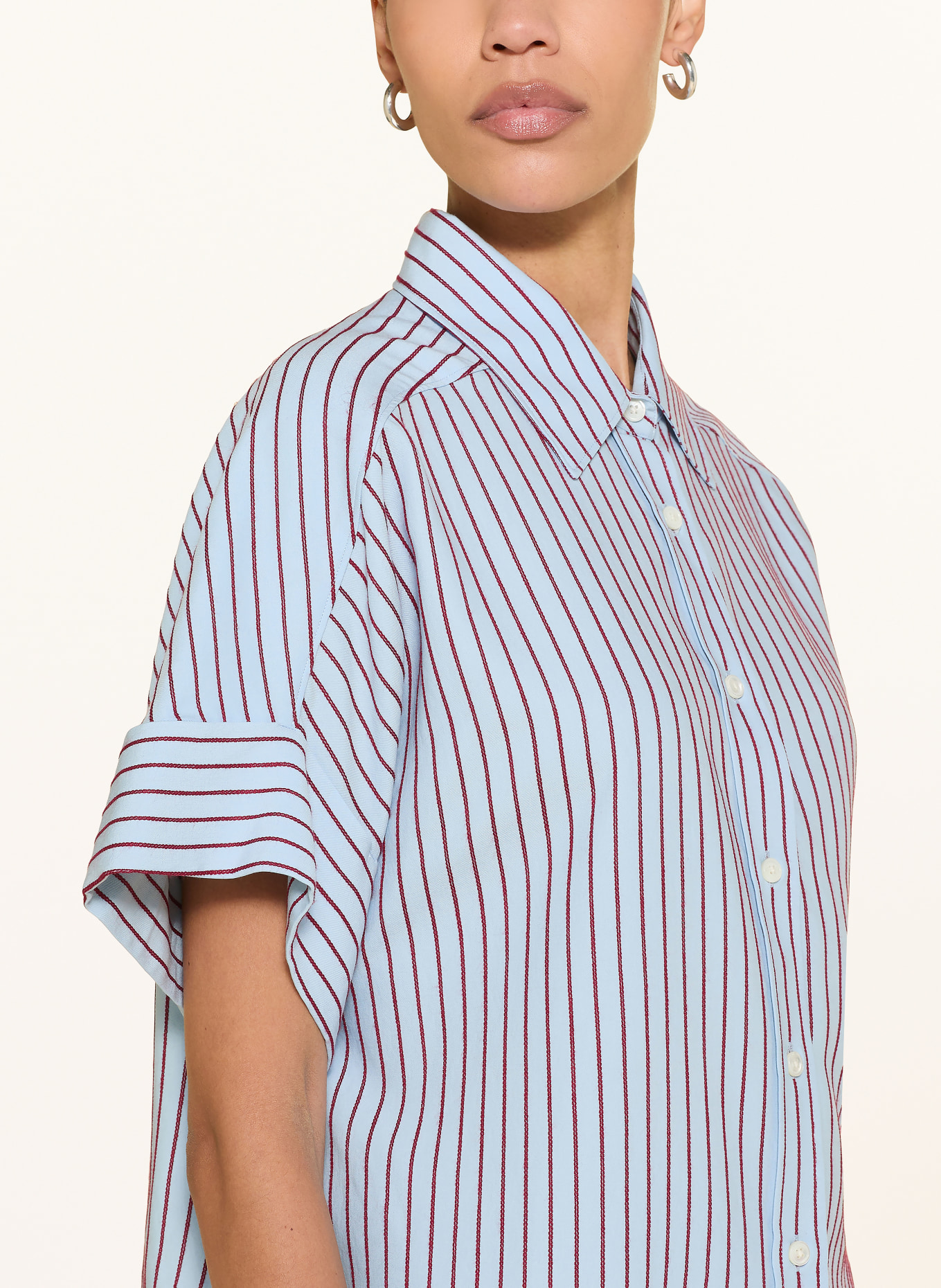 CLOSED Hemdbluse: HELLBLAU / DUNKELROT