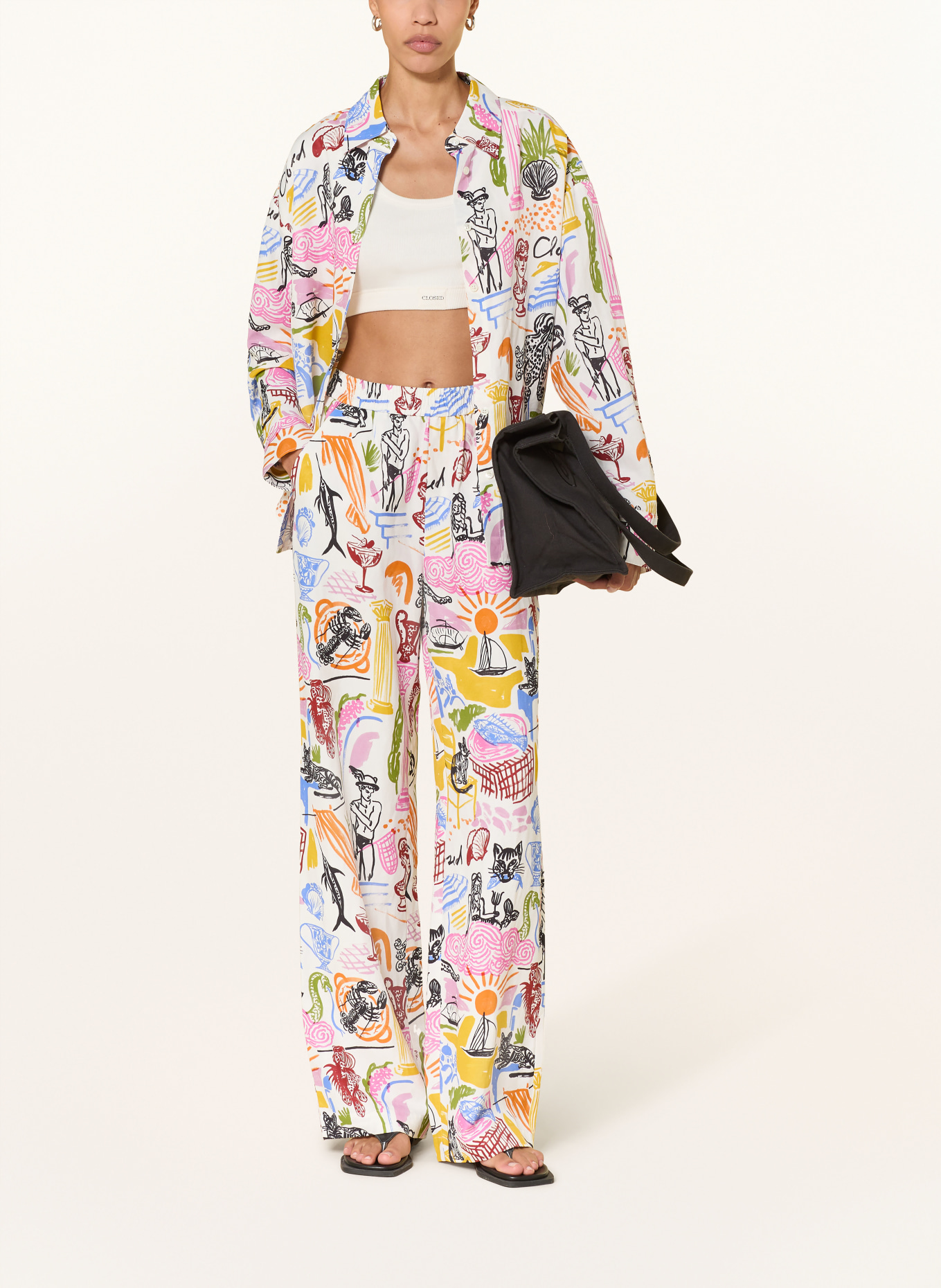 CLOSED Marlenehose WINONA: WEISS / ROSA / DUNKELGELB