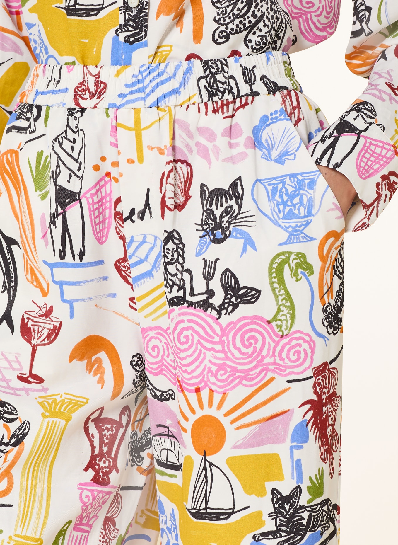 CLOSED Marlenehose WINONA: WEISS / ROSA / DUNKELGELB