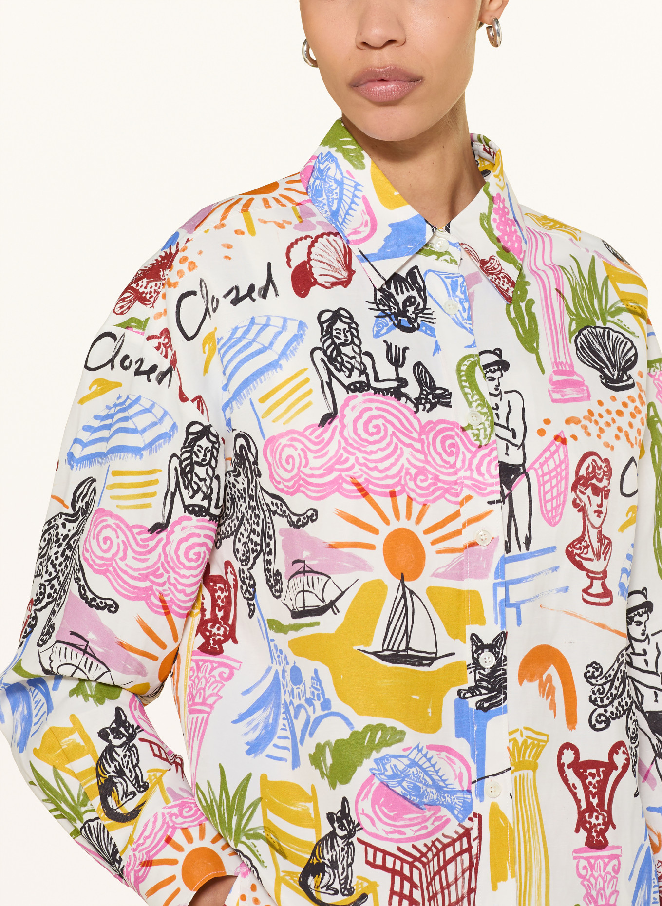 CLOSED Hemdbluse: ROSA / DUNKELGELB / BLAU