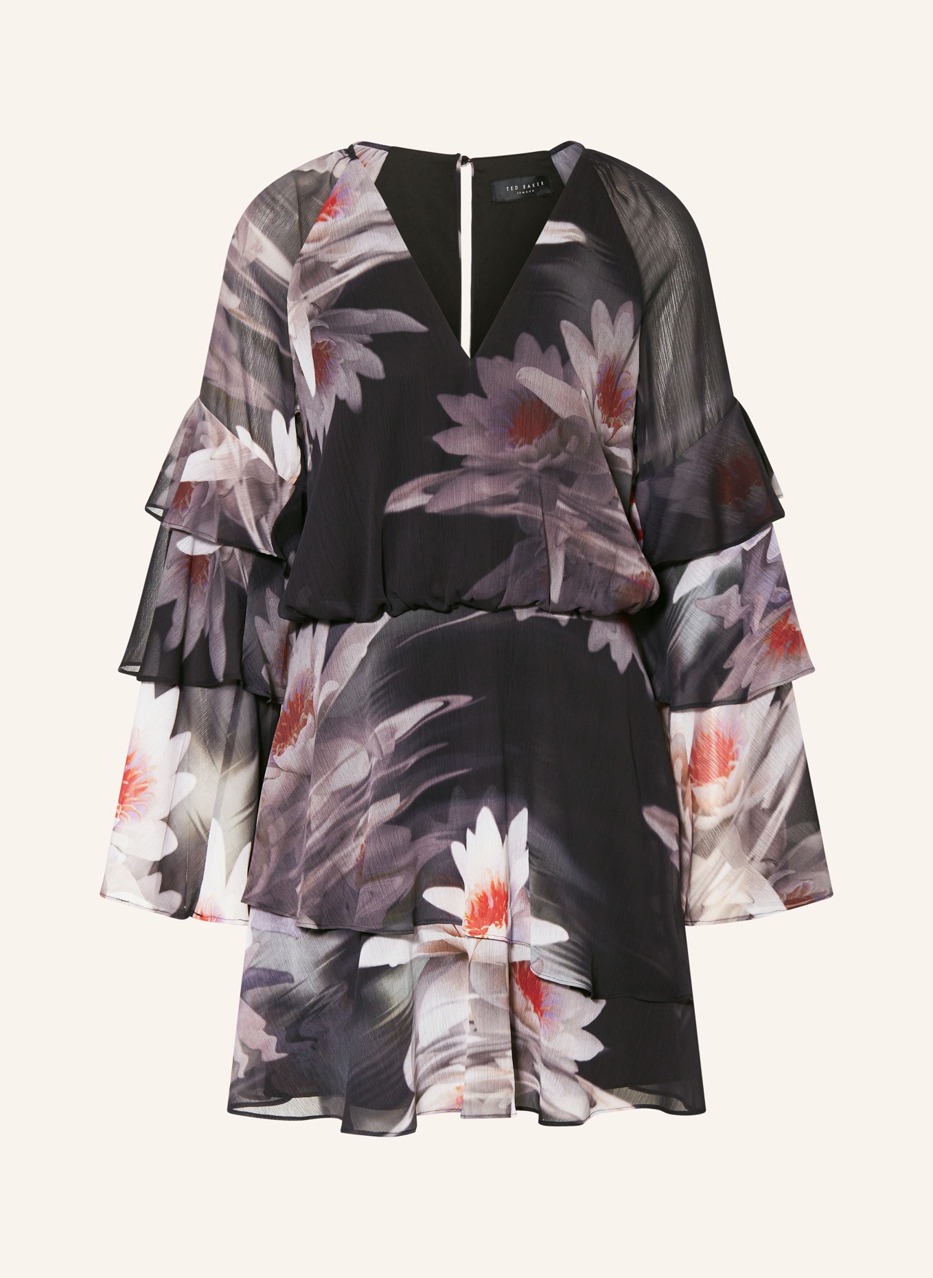 TED BAKER Sukienka NAYVIE z falbanami: CZARNY / CZERWONY / BIAŁY