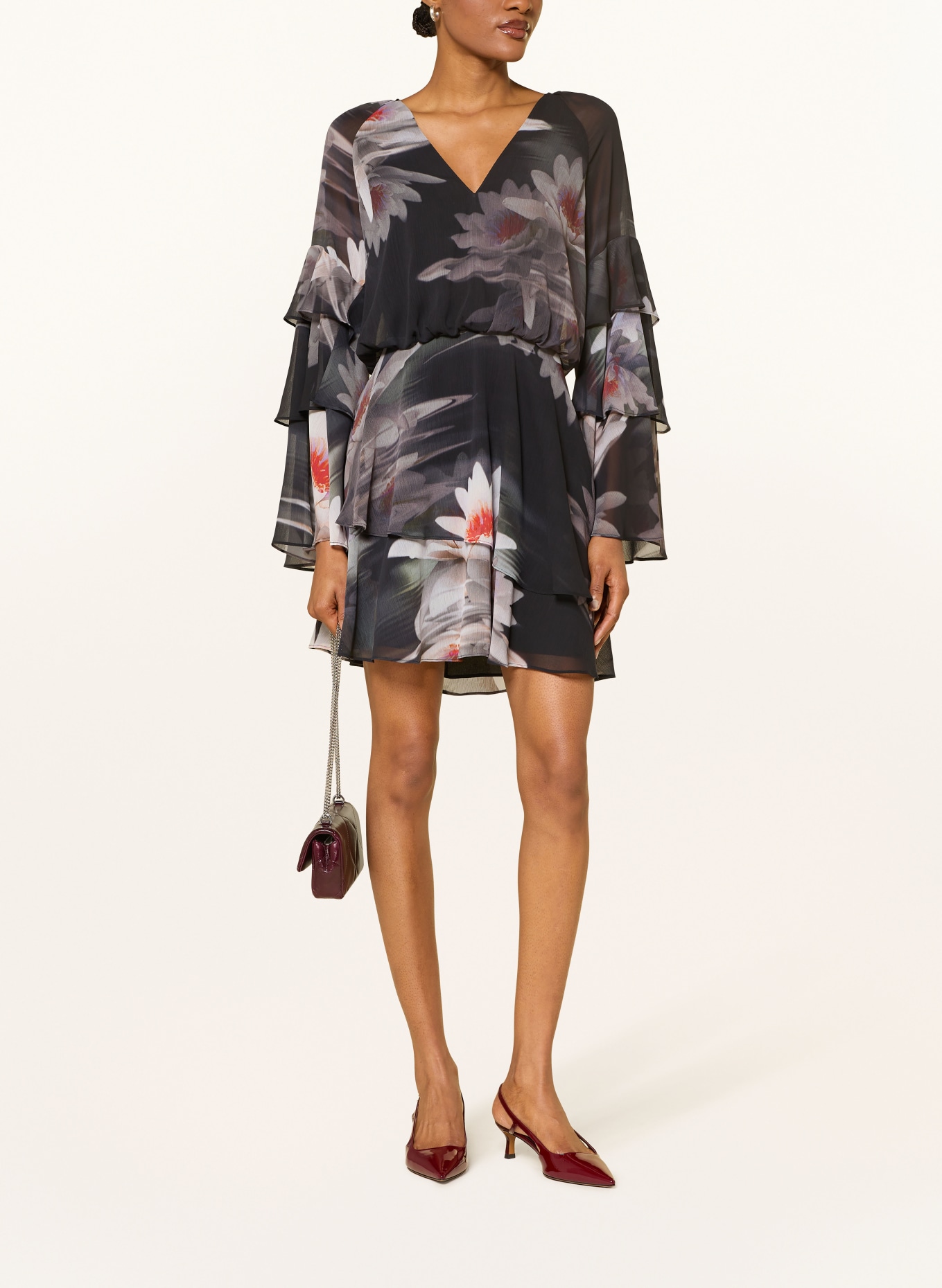 TED BAKER Sukienka NAYVIE z falbanami: CZARNY / CZERWONY / BIAŁY