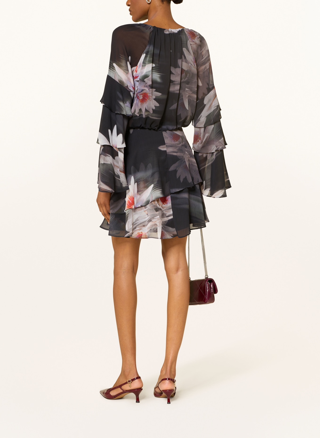 TED BAKER Sukienka NAYVIE z falbanami: CZARNY / CZERWONY / BIAŁY