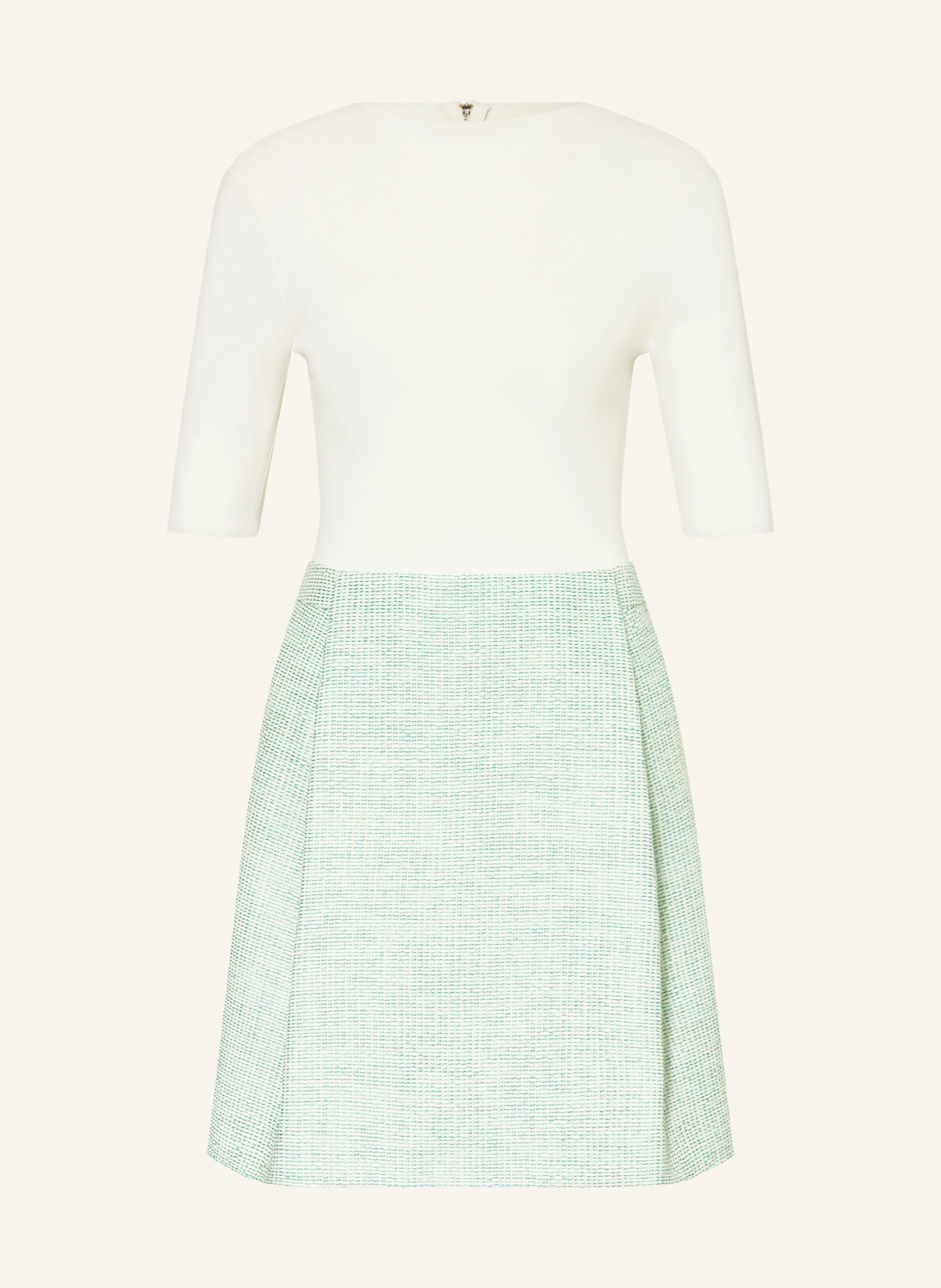 TED BAKER PREVIAM-etui-jurk in een mix van materialen: ECRU / LICHTGROEN / DONKERGROEN