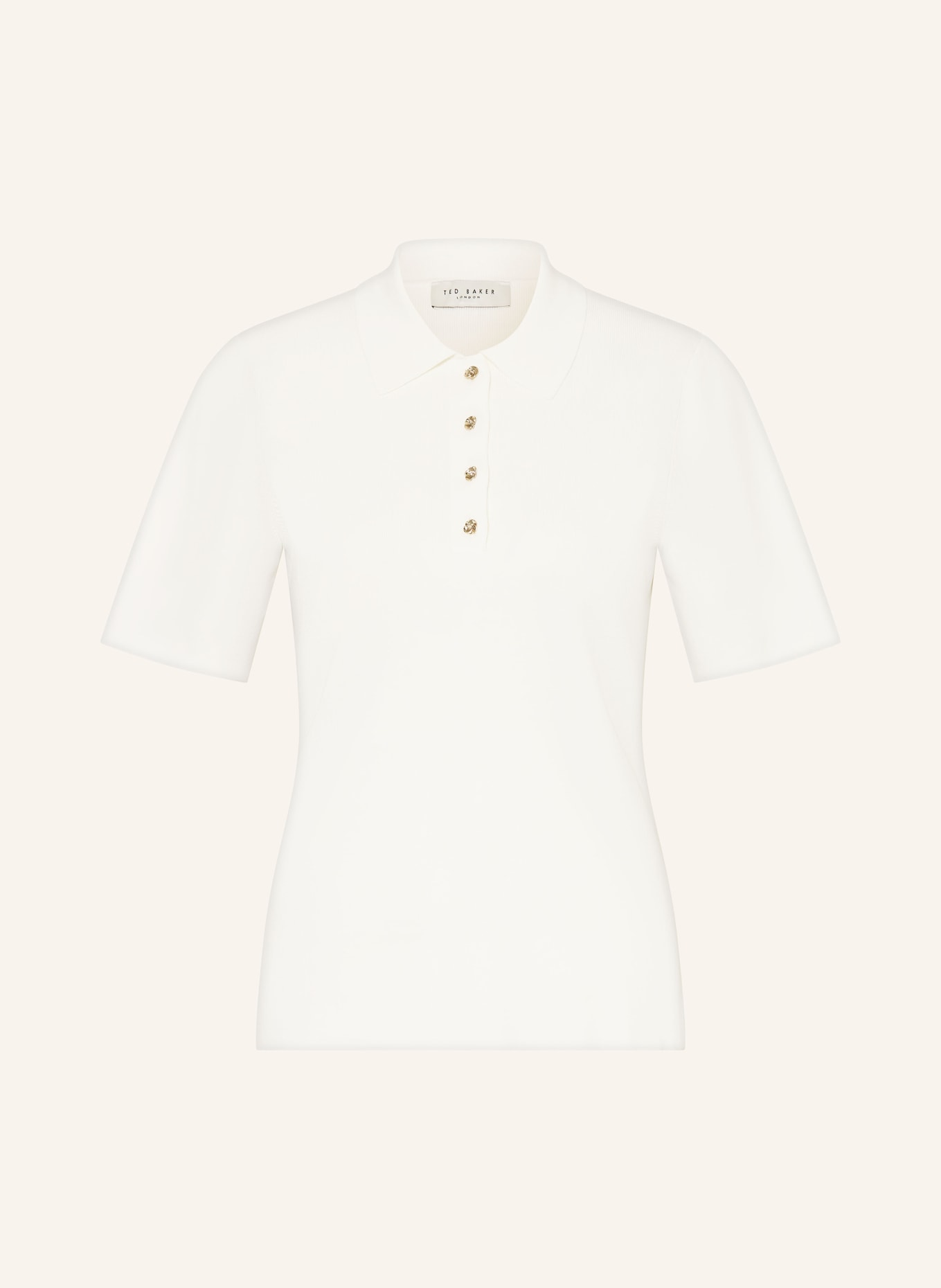 TED BAKER Gebreid poloshirt ELBETH: ECRU