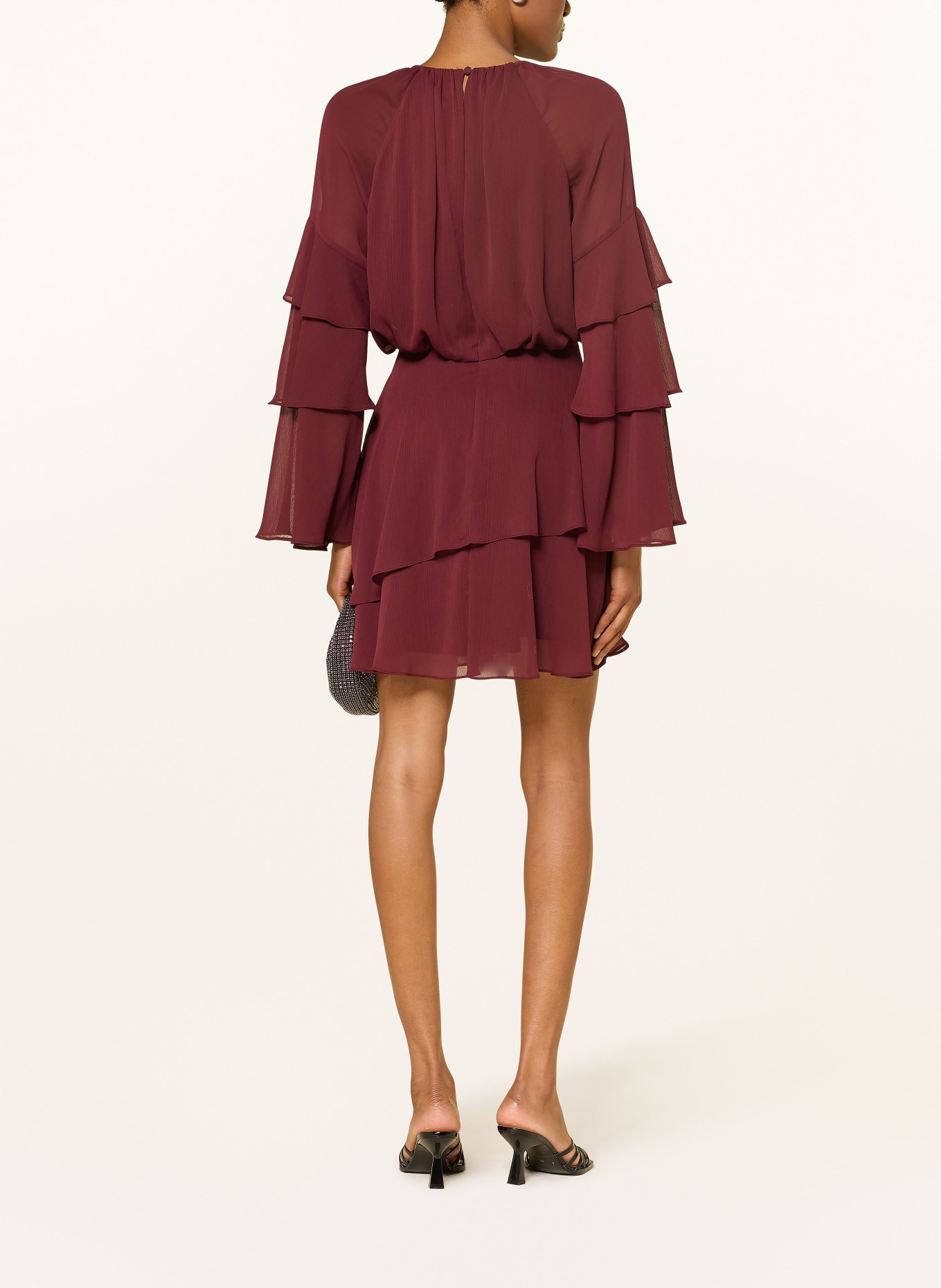 TED BAKER Jurk SERENTO met volants: DONKERROOD