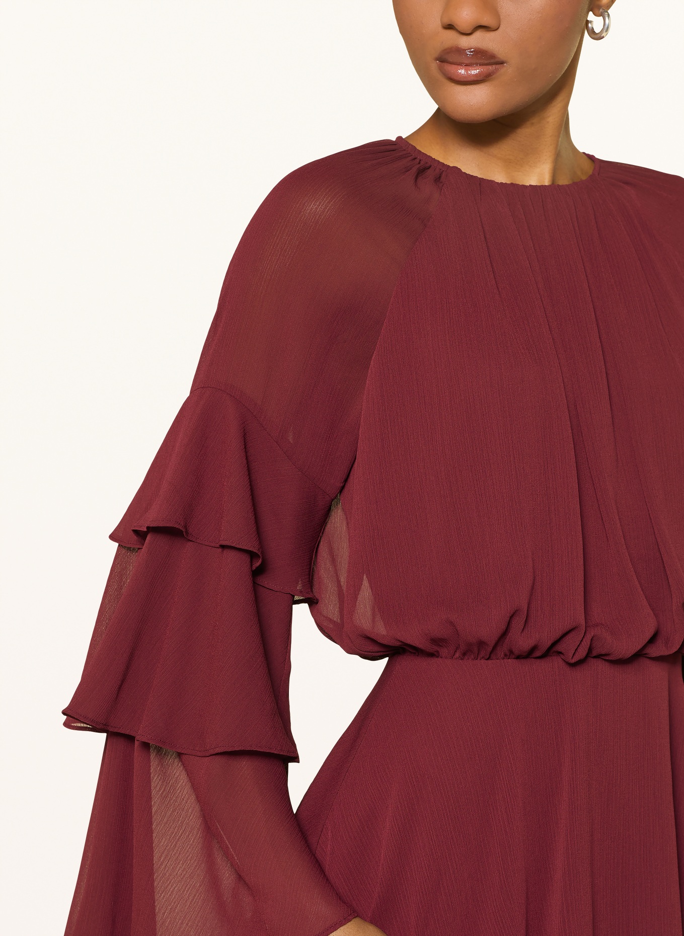 TED BAKER Jurk SERENTO met volants: DONKERROOD