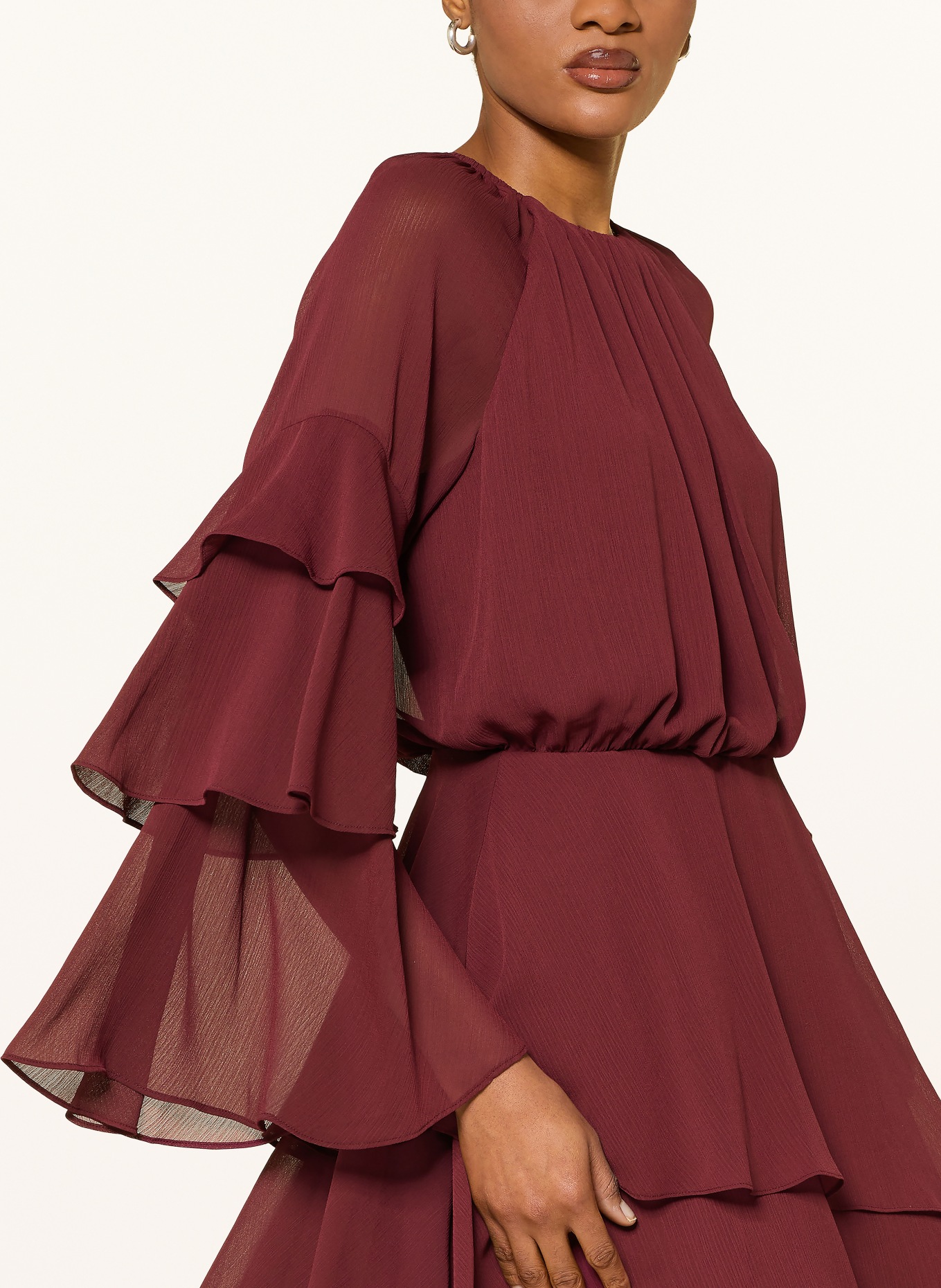 TED BAKER Jurk SERENTO met volants: DONKERROOD