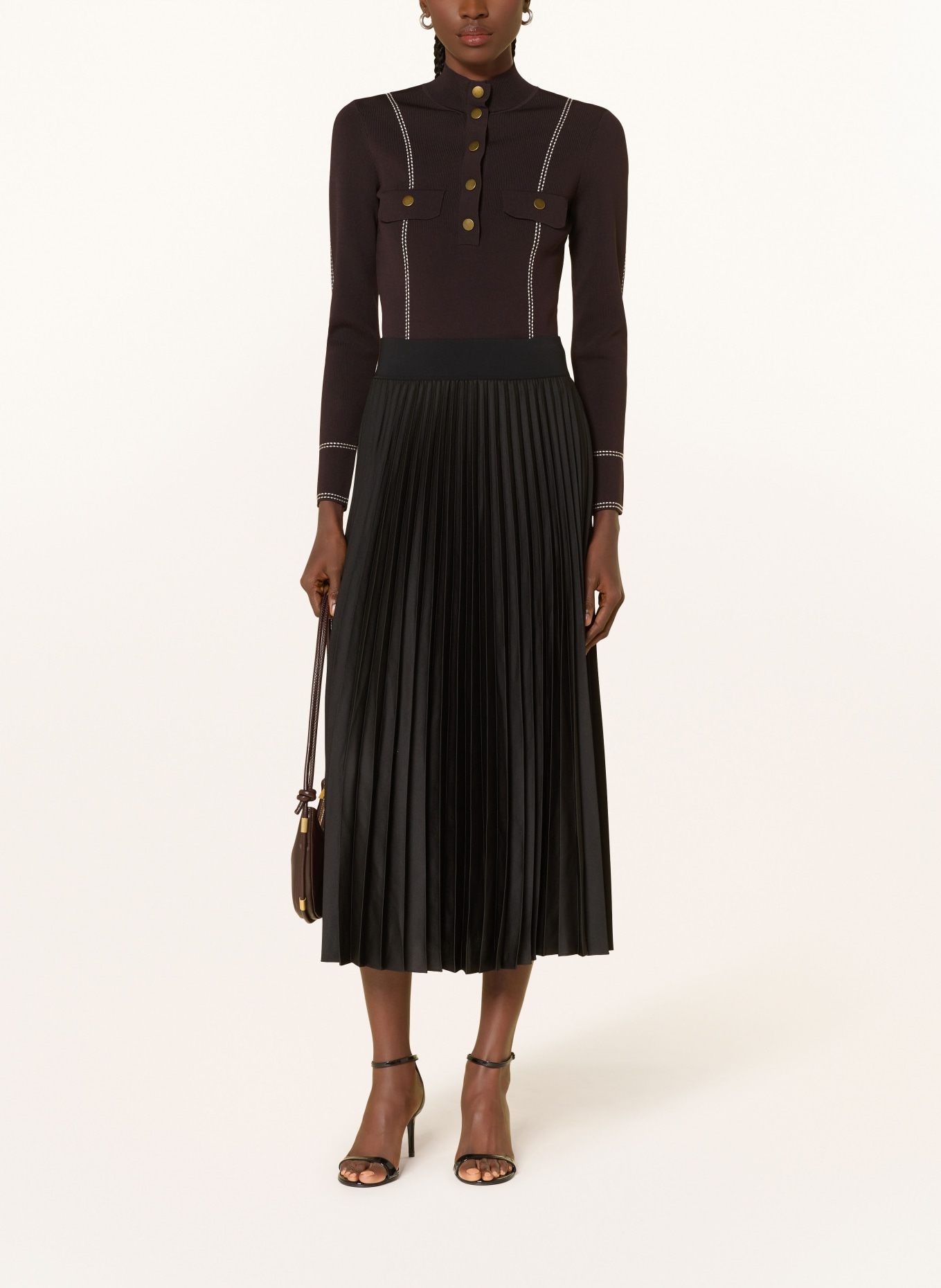 REISS Plisseerock SEREN: SCHWARZ