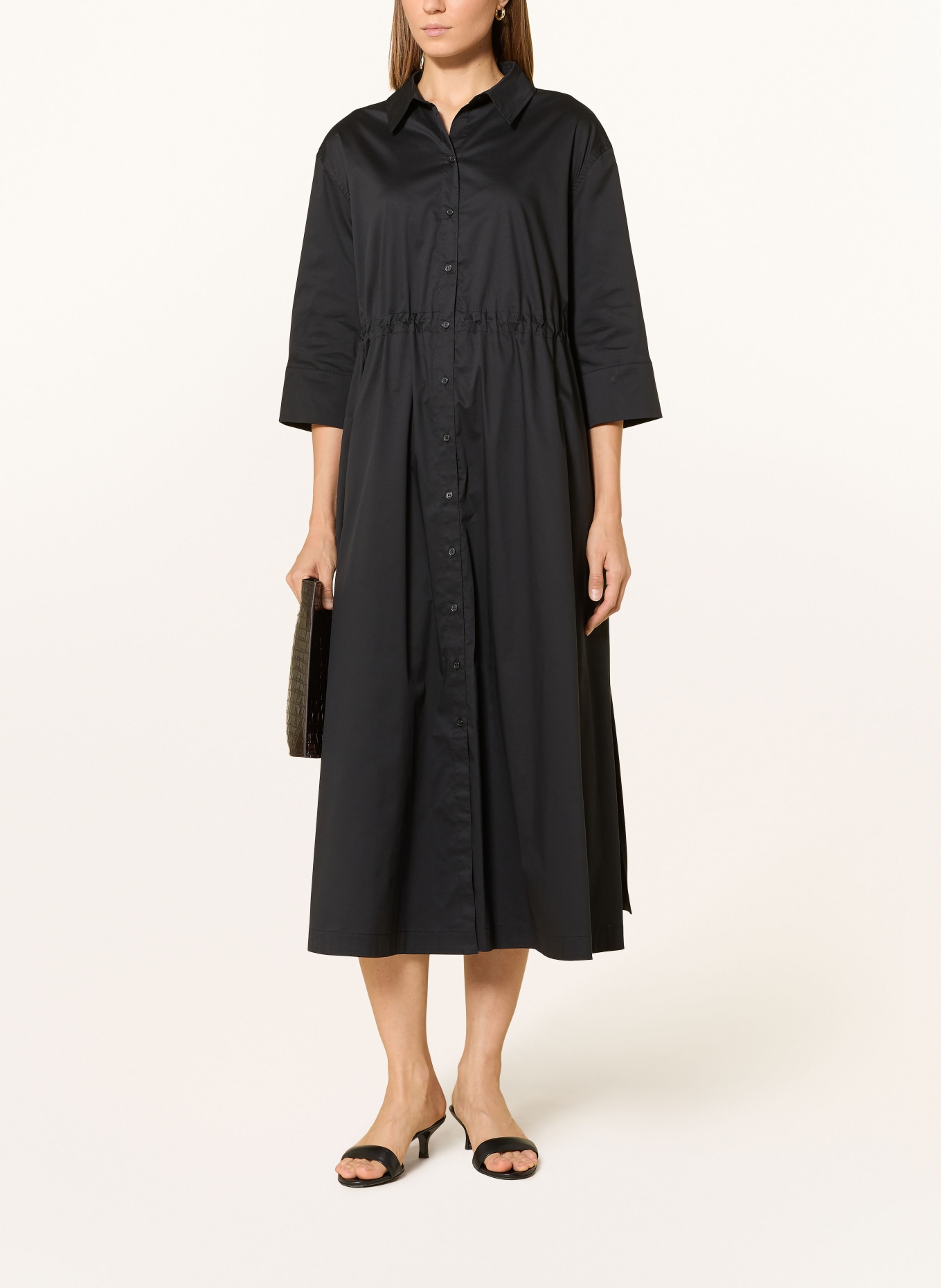 CATNOIR Hemdblusenkleid mit 3/4-Arm: SCHWARZ