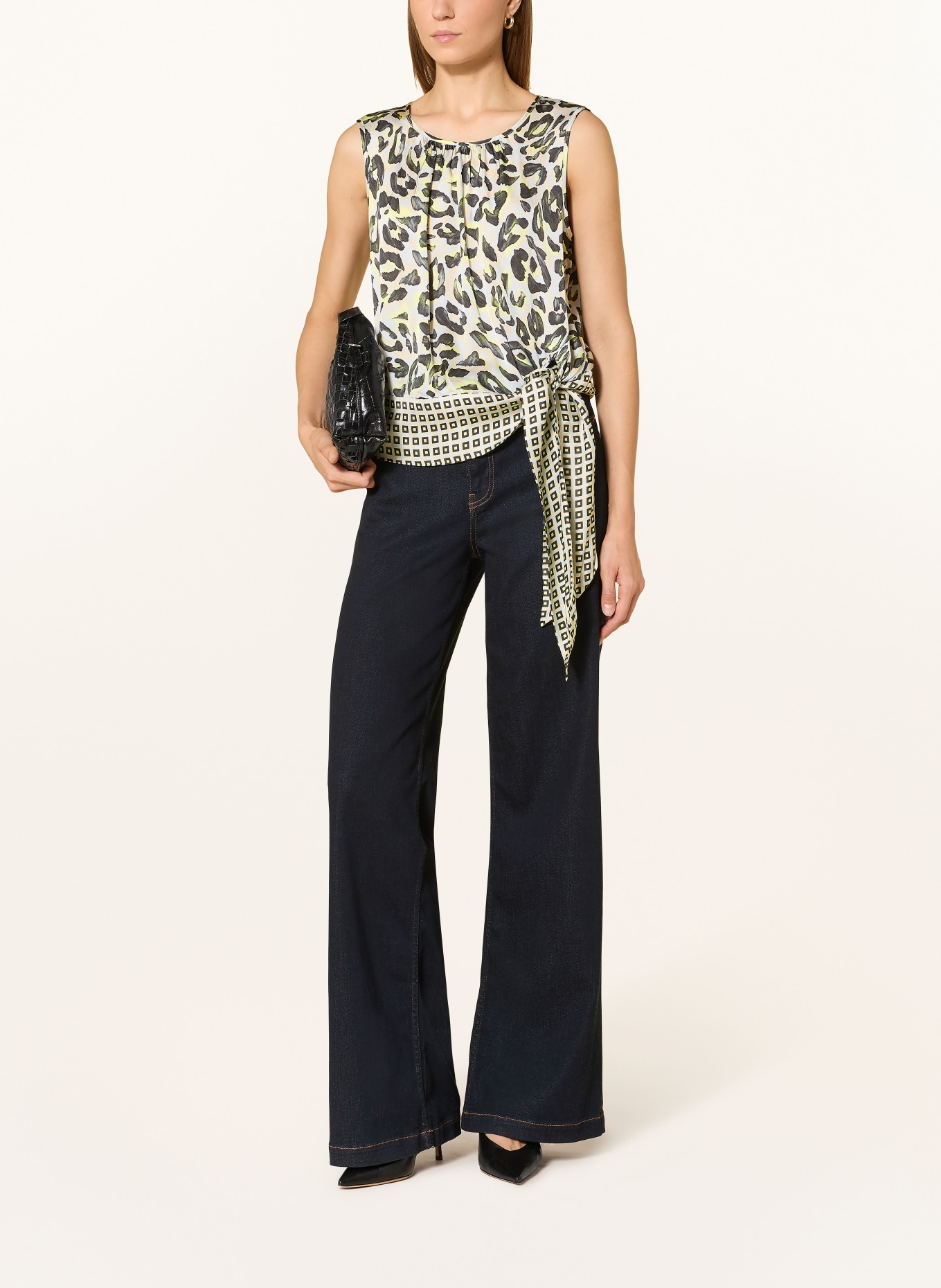 CATNOIR blouse top: BLUE GRAY / DARK GRAY / LIGHT GREEN