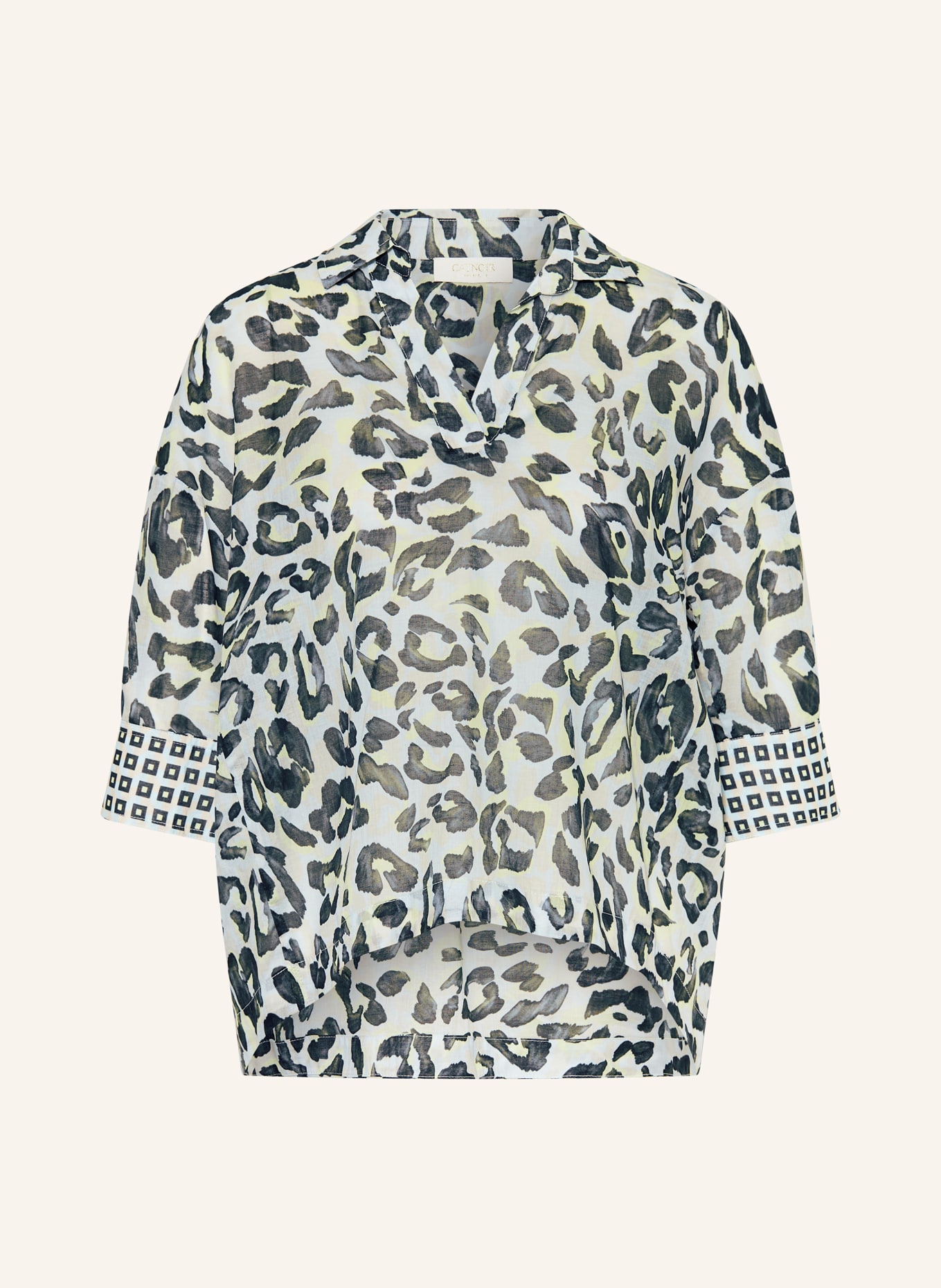 CATNOIR Blusenshirt mit 3/4-Arm: BLAUGRAU / DUNKELGRAU / HELLGRÜN