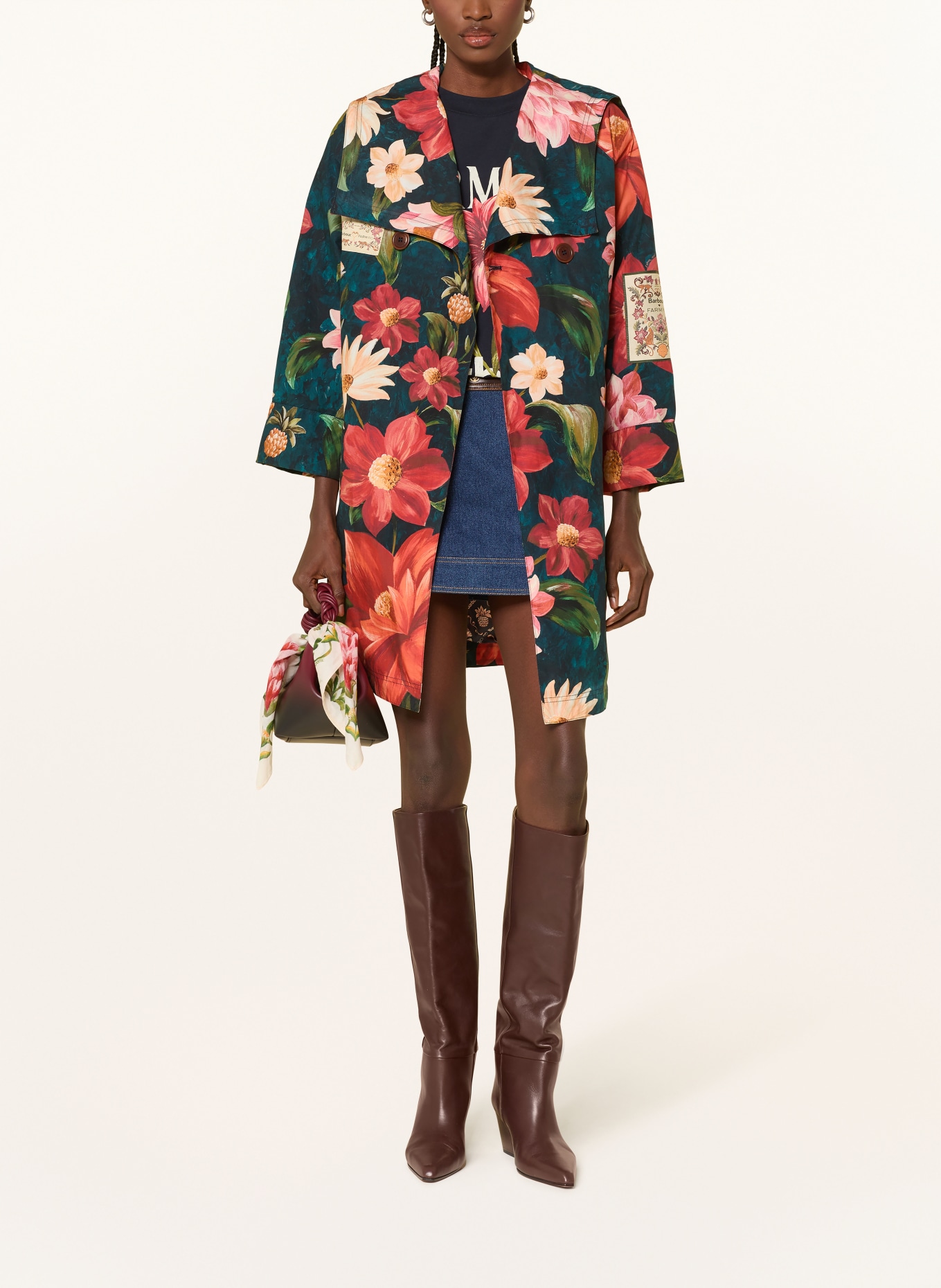 Barbour GARDENIA coat: TEAL / RED / DARK GREEN