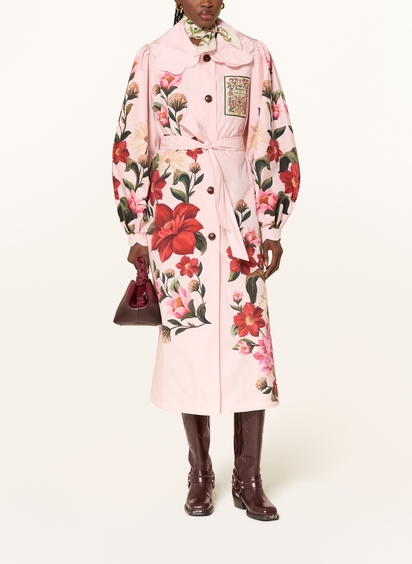 Barbour Coat BROMELIA: PINK / RED / DARK GREEN