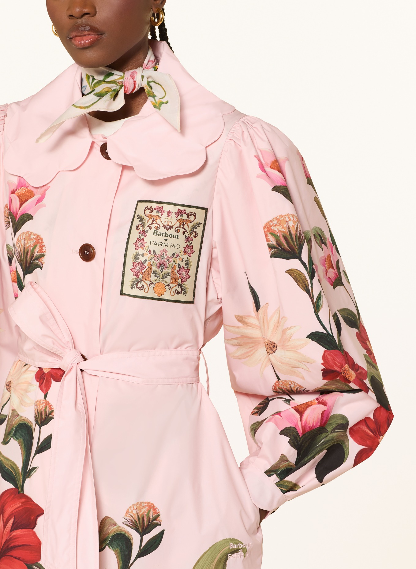Barbour Coat BROMELIA: PINK / RED / DARK GREEN