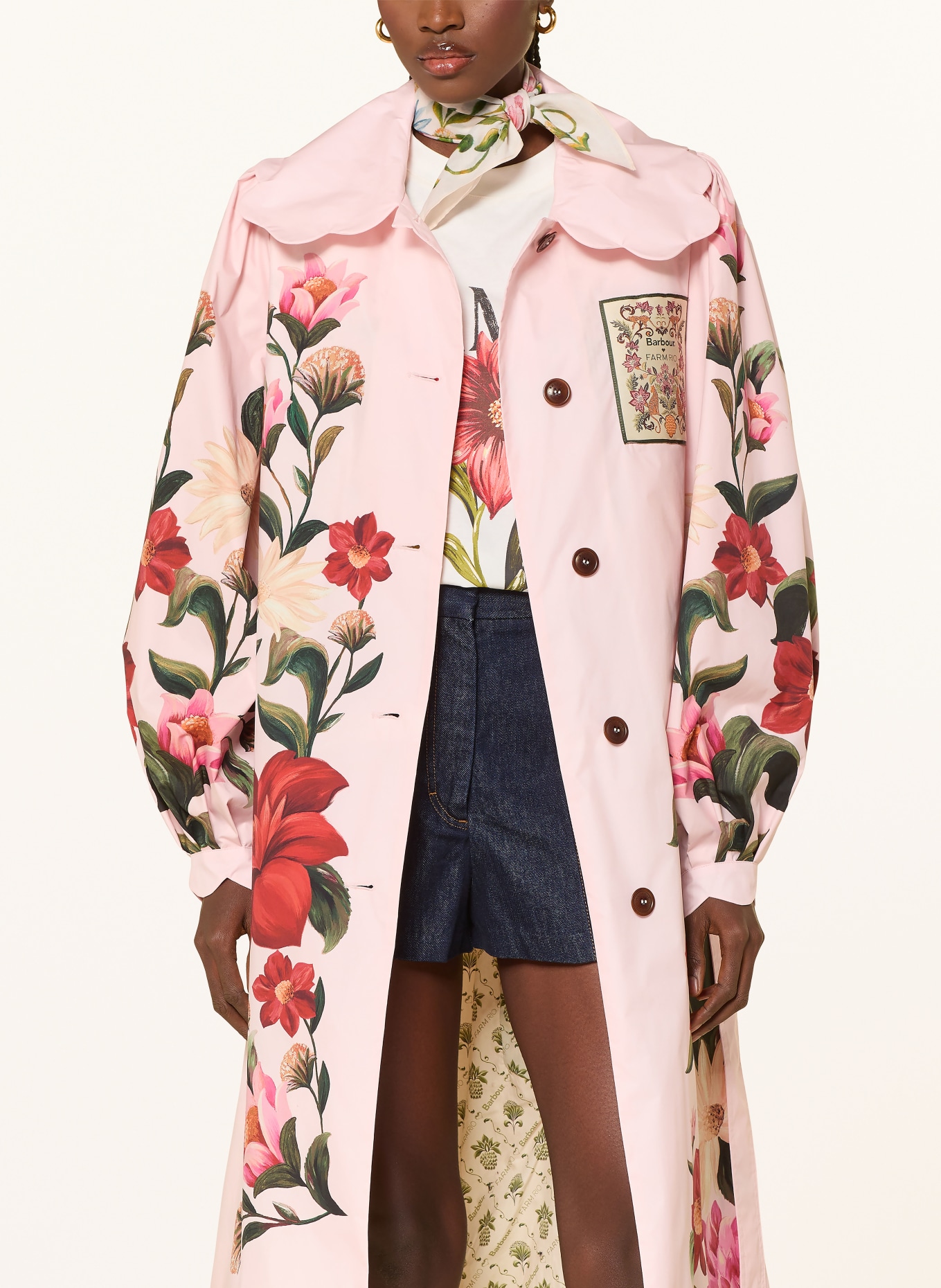 Barbour Coat BROMELIA: PINK / RED / DARK GREEN