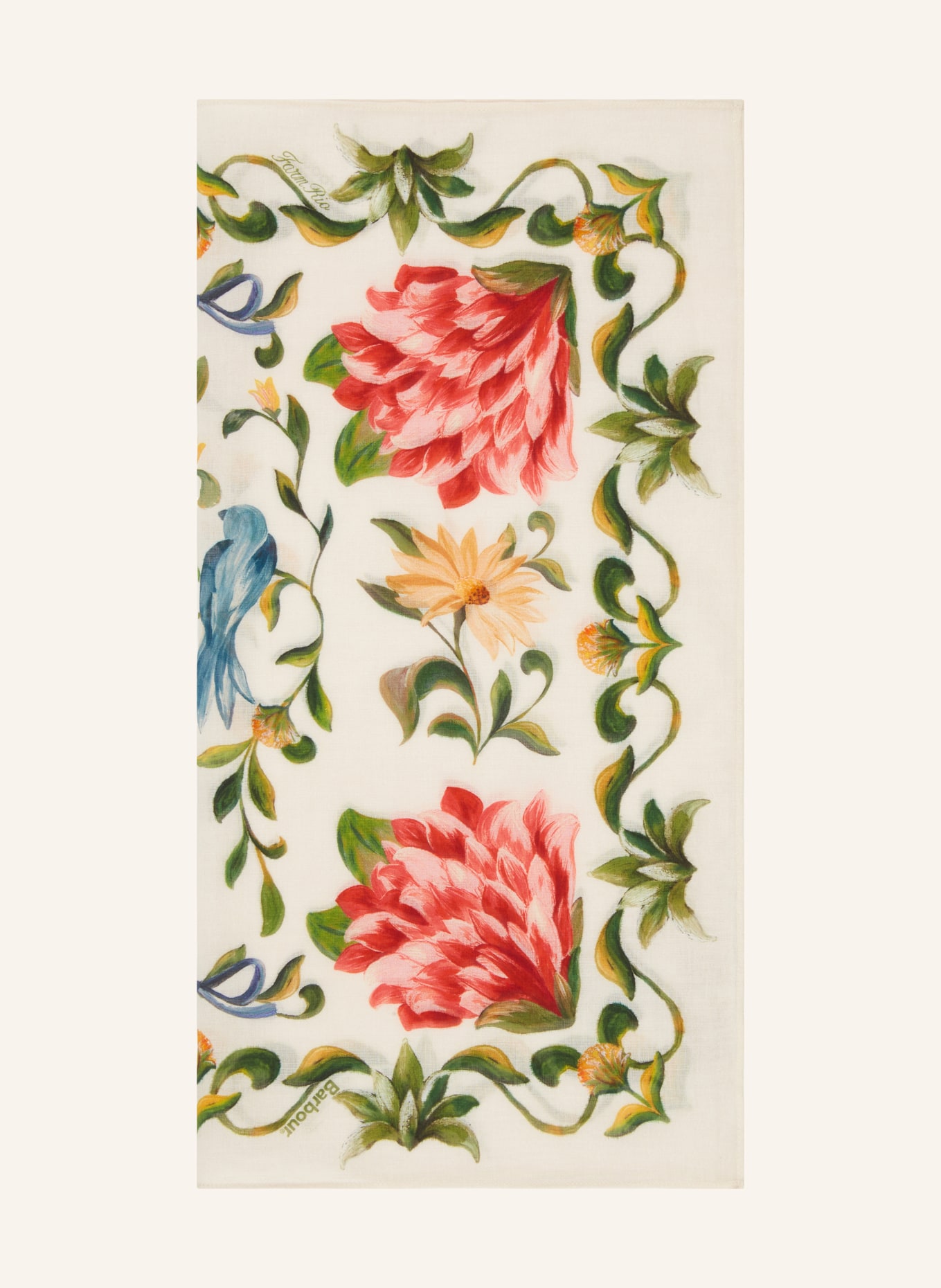 Barbour Scarf: ECRU / LIGHT RED / GREEN