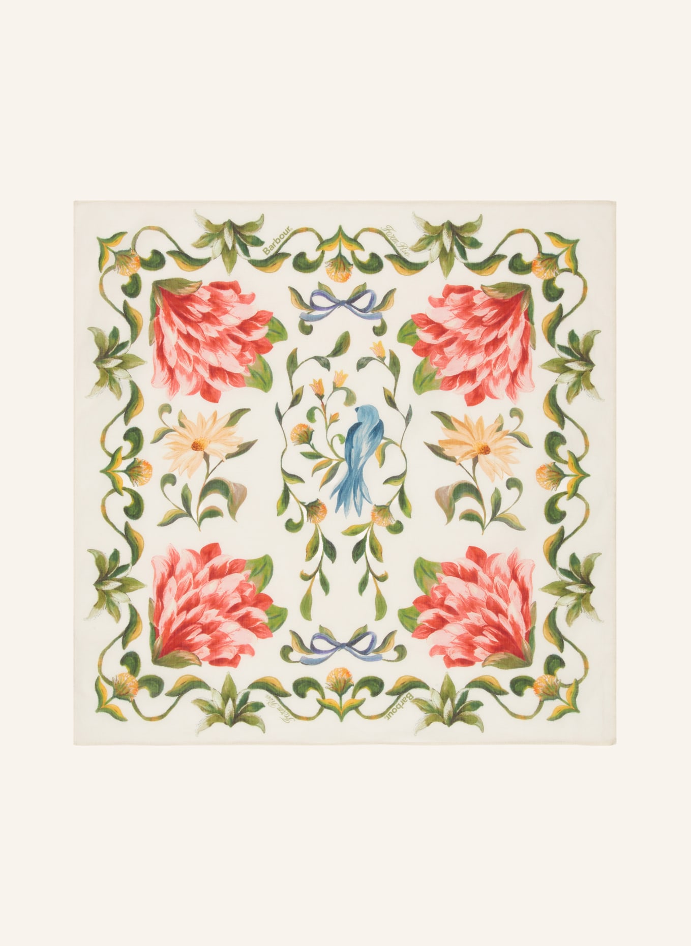 Barbour Scarf: ECRU / LIGHT RED / GREEN