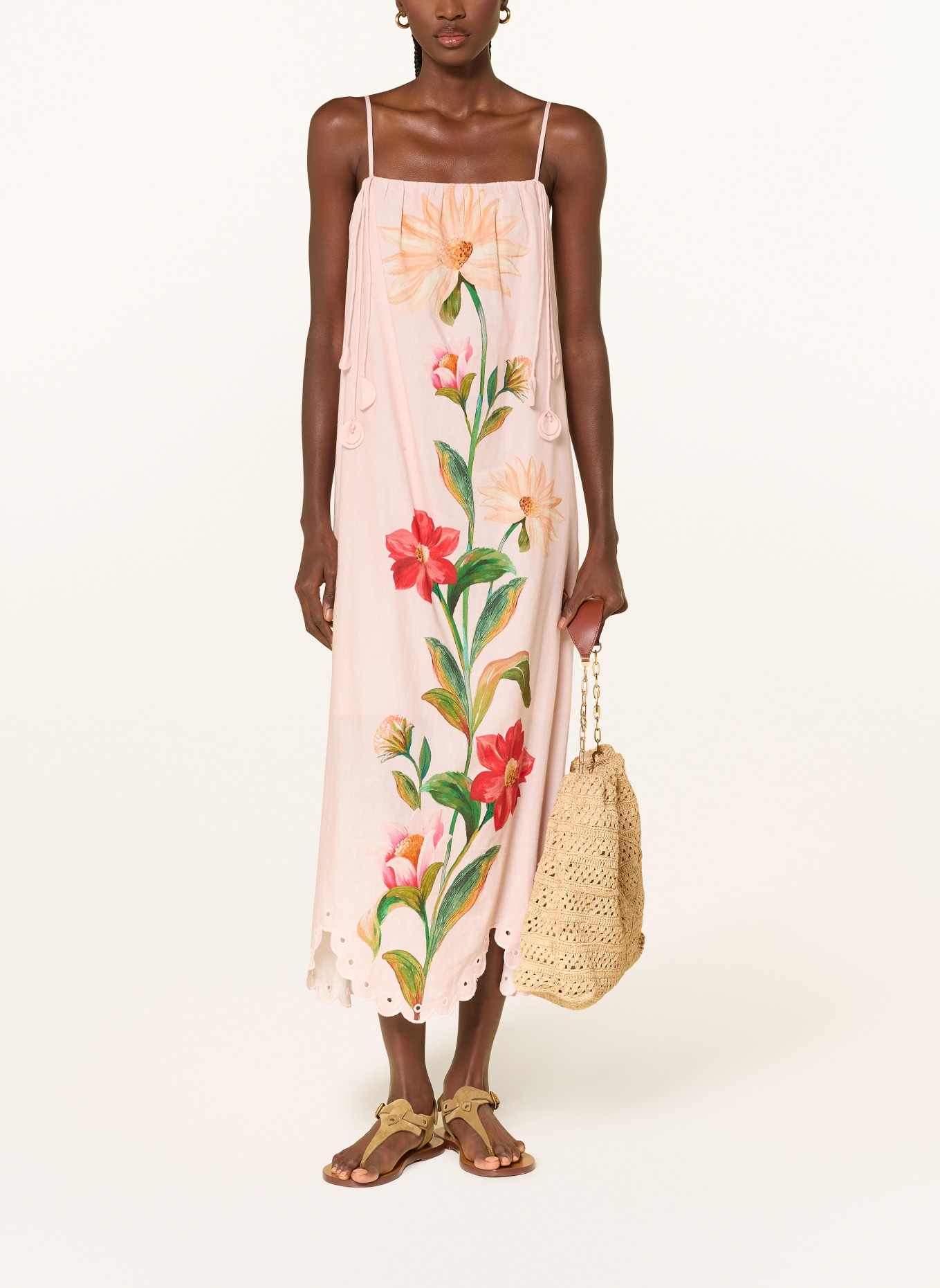 Barbour Jurk van linnen: ROSE CLAIR / ROOD / GROEN