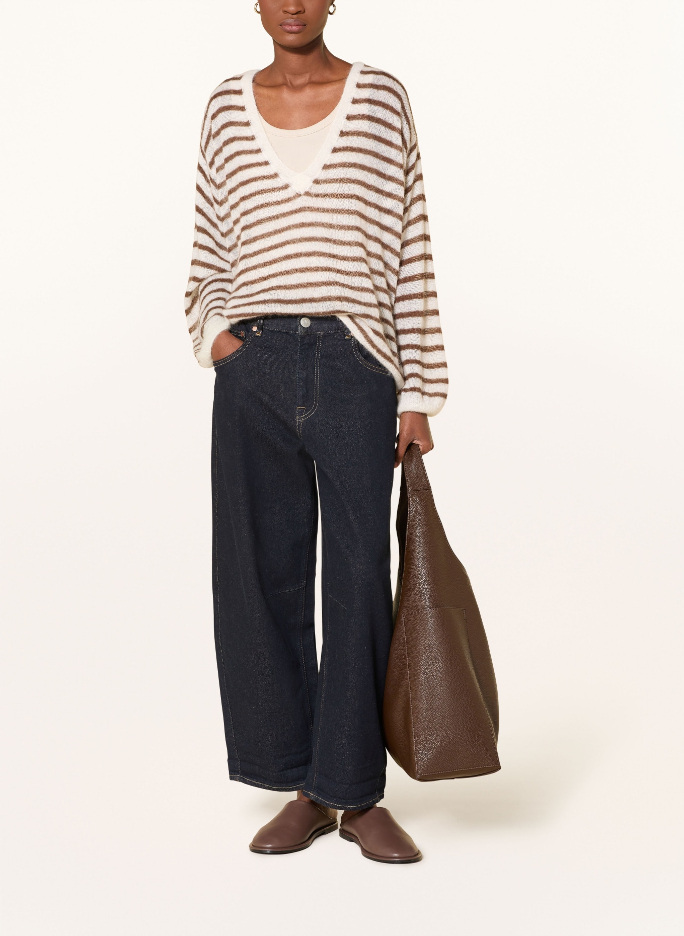 10DAYS Sweater with alpaca: CREAM / BROWN