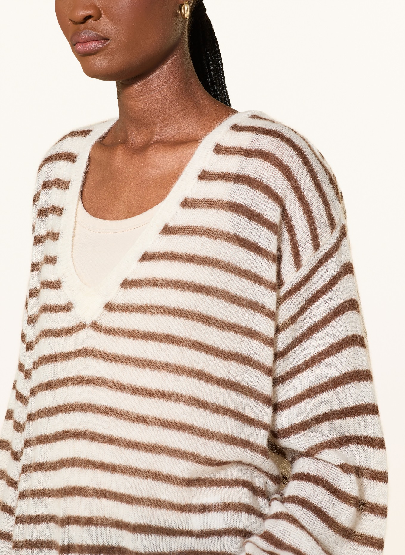 10DAYS Sweater with alpaca: CREAM / BROWN